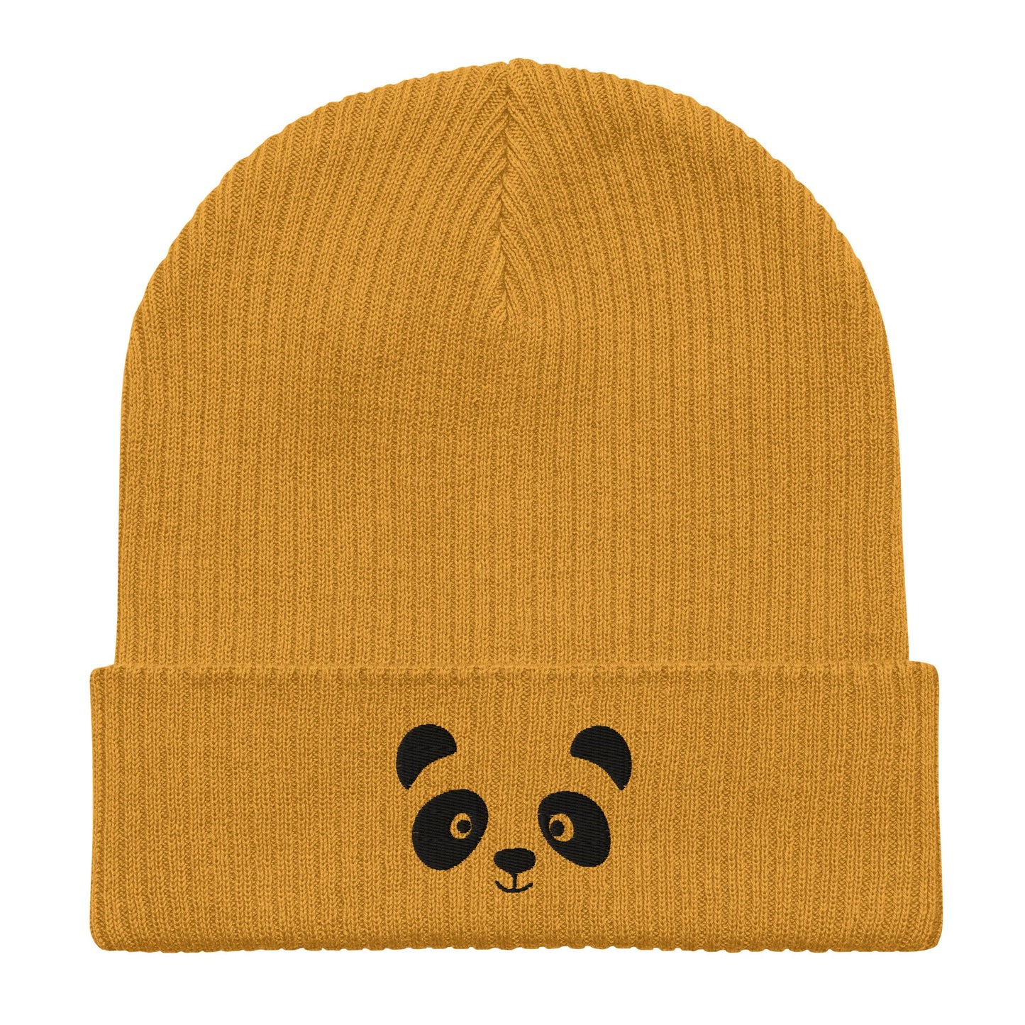 Panda face black embroidered, organic cotton ribbed beanie-23