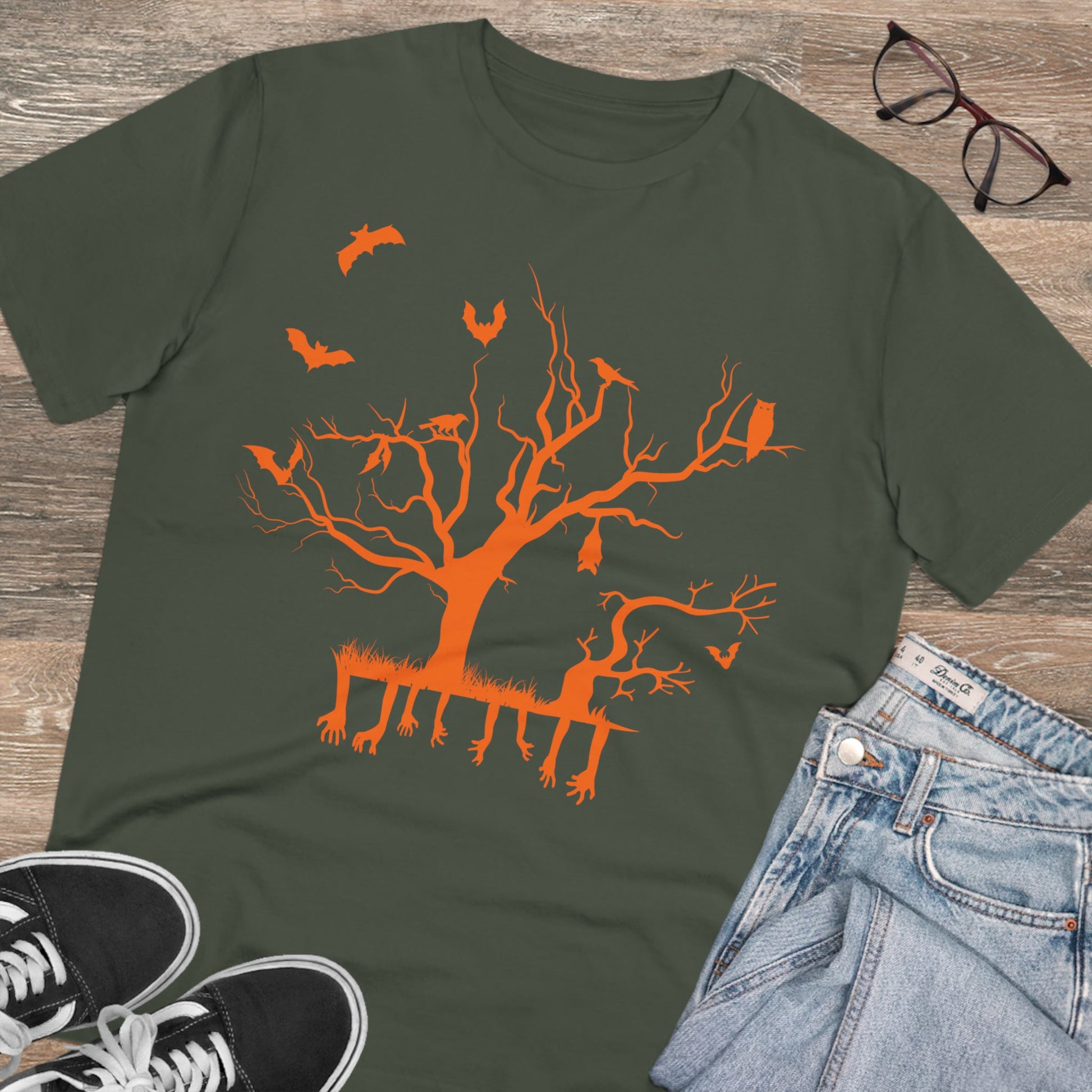 Halloween Branch Orange Organic Creator T-shirt - Unisex-22