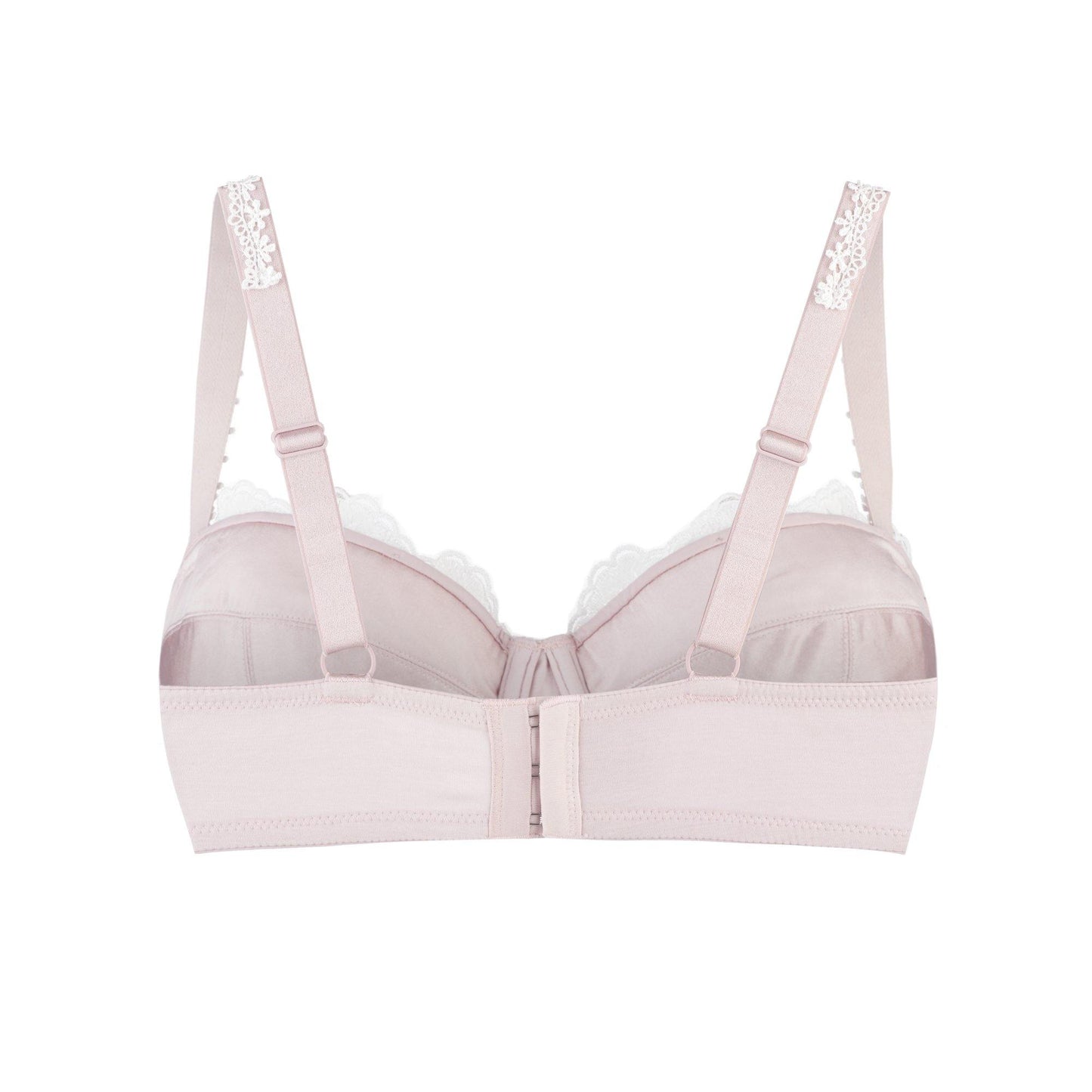 Marshmallow Lace Silk & Organic Cotton Balconette Bra-3