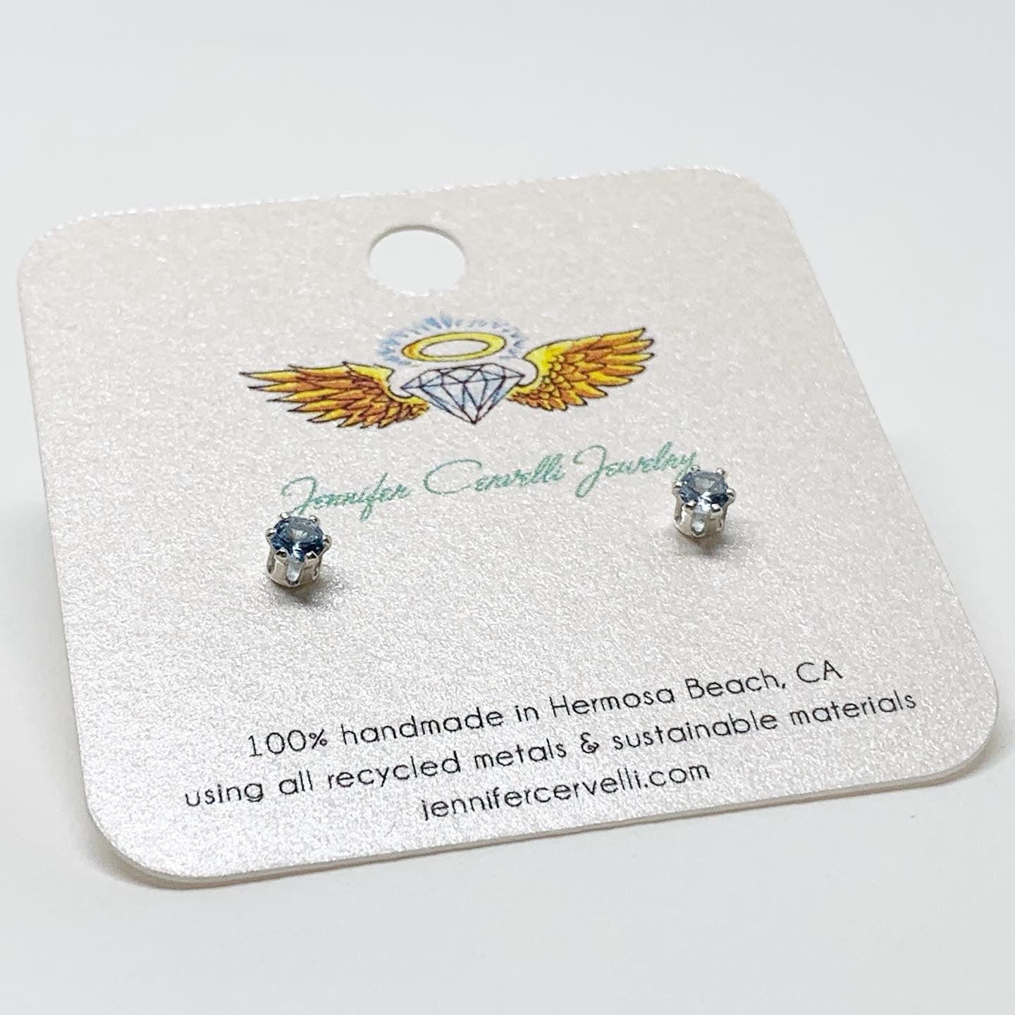 Blue Zircon Birthstone Earrings - December Birthstone-1