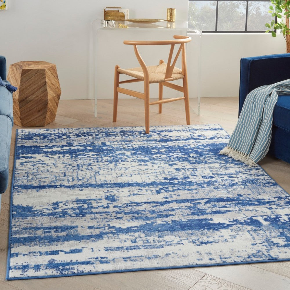 5’ x 7’ Ivory and Navy Oceanic Area Rug-1