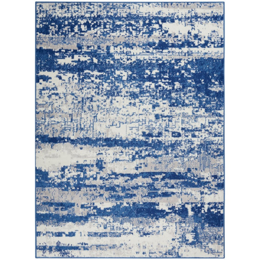 6’ x 9’ Ivory and Navy Oceanic Area Rug-0