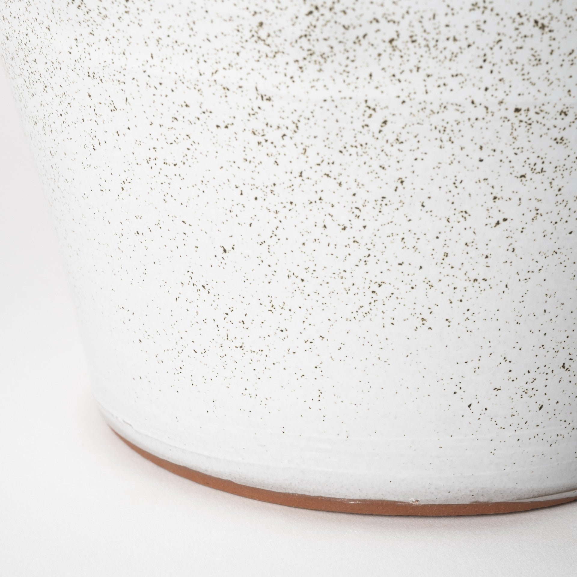 14" White Spiked Organic Glaze Large Mouth Ceramic Vase-5