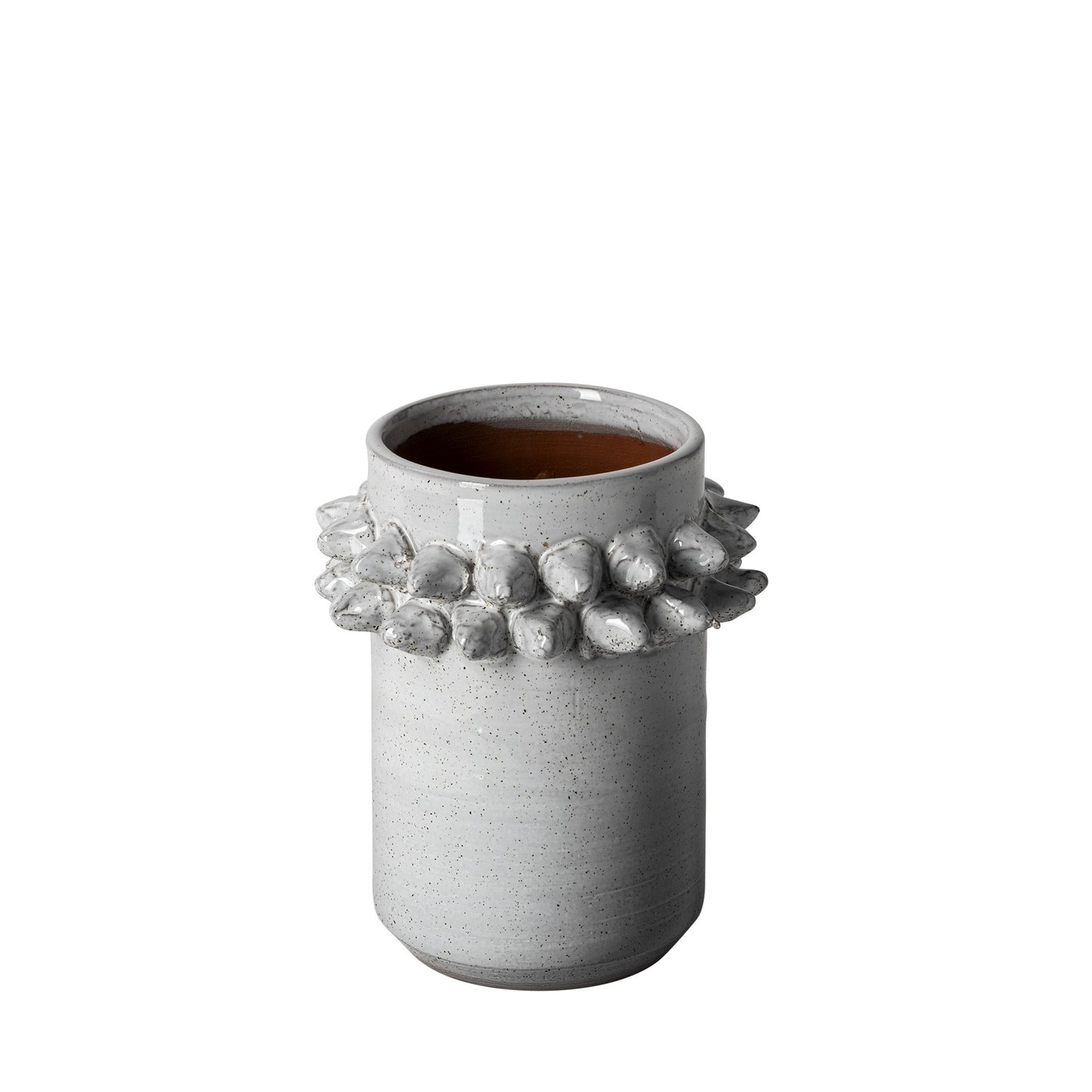 7" Organic Style Whitewash Spikely Ceramic Vase-0