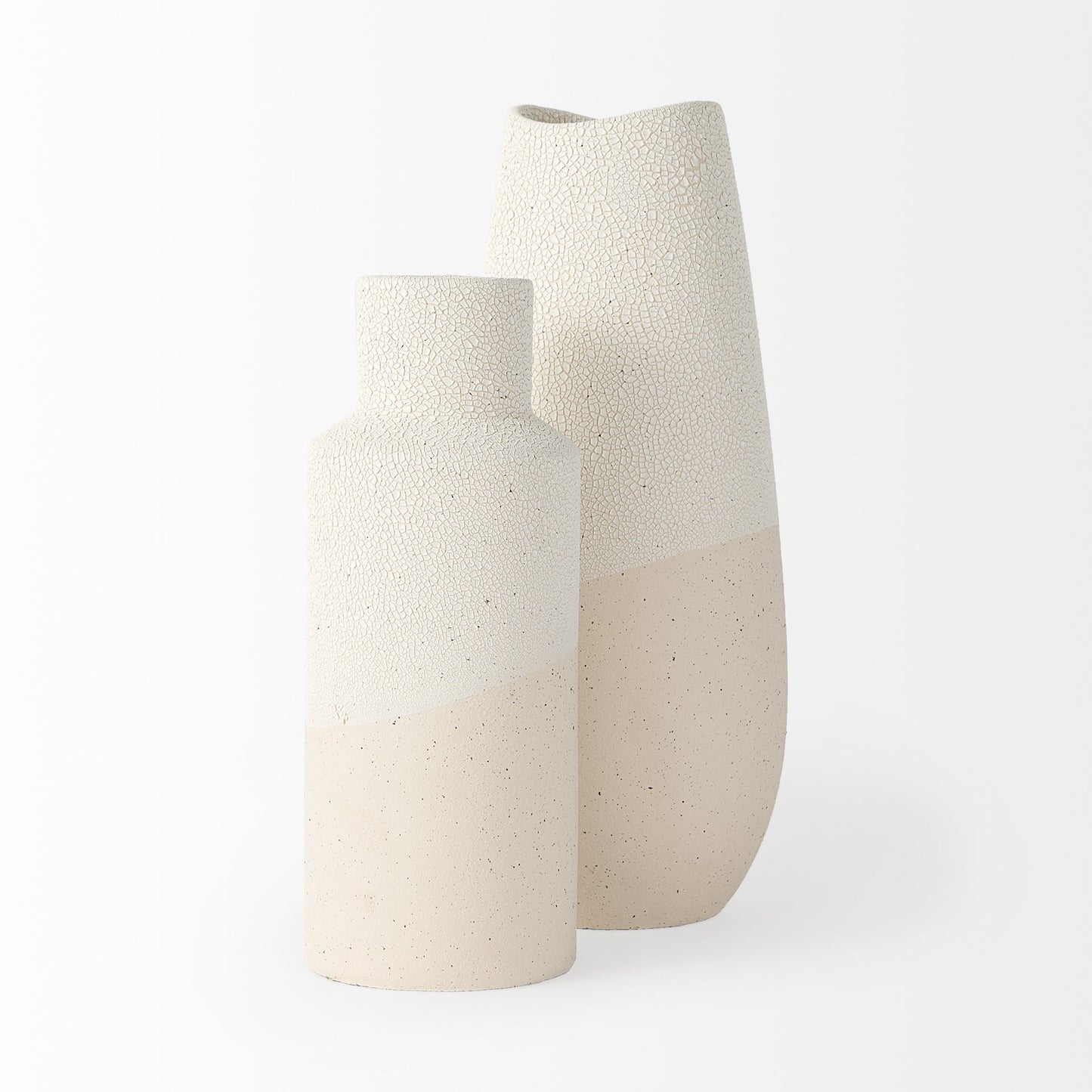 Blush Two Tone Organic Crackle Glaze Ceramic Vase-2