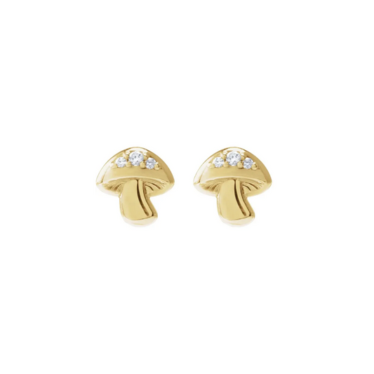 Mushroom Diamond Stud Earrings-0