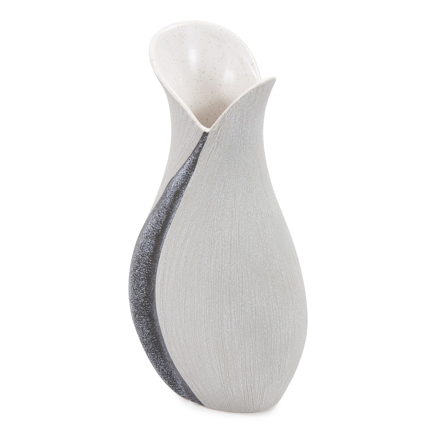Modern Organic Two Tone Gray Speckle Tall Ceramic Vase-1