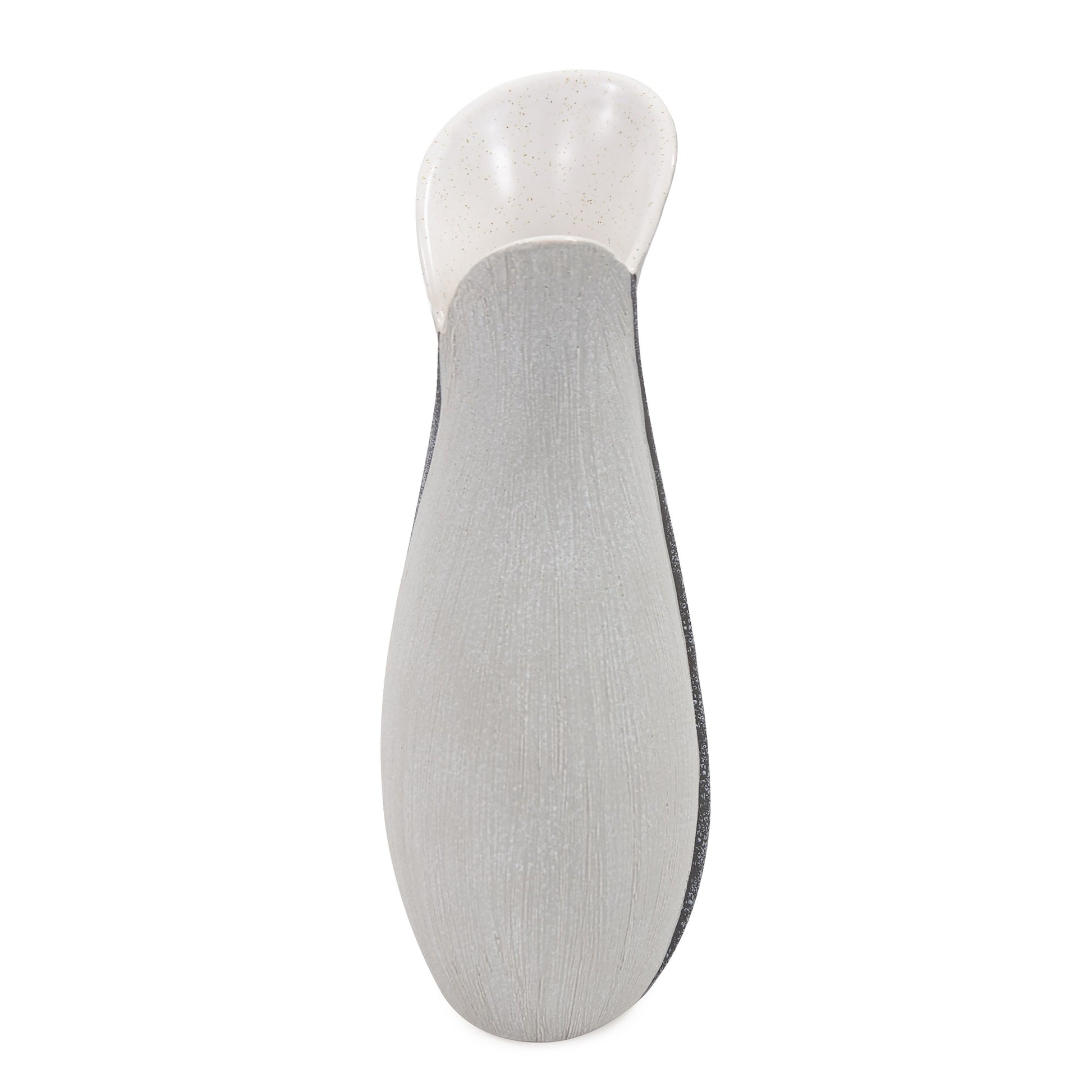 Modern Organic Two Tone Gray Speckle Tall Ceramic Vase-2
