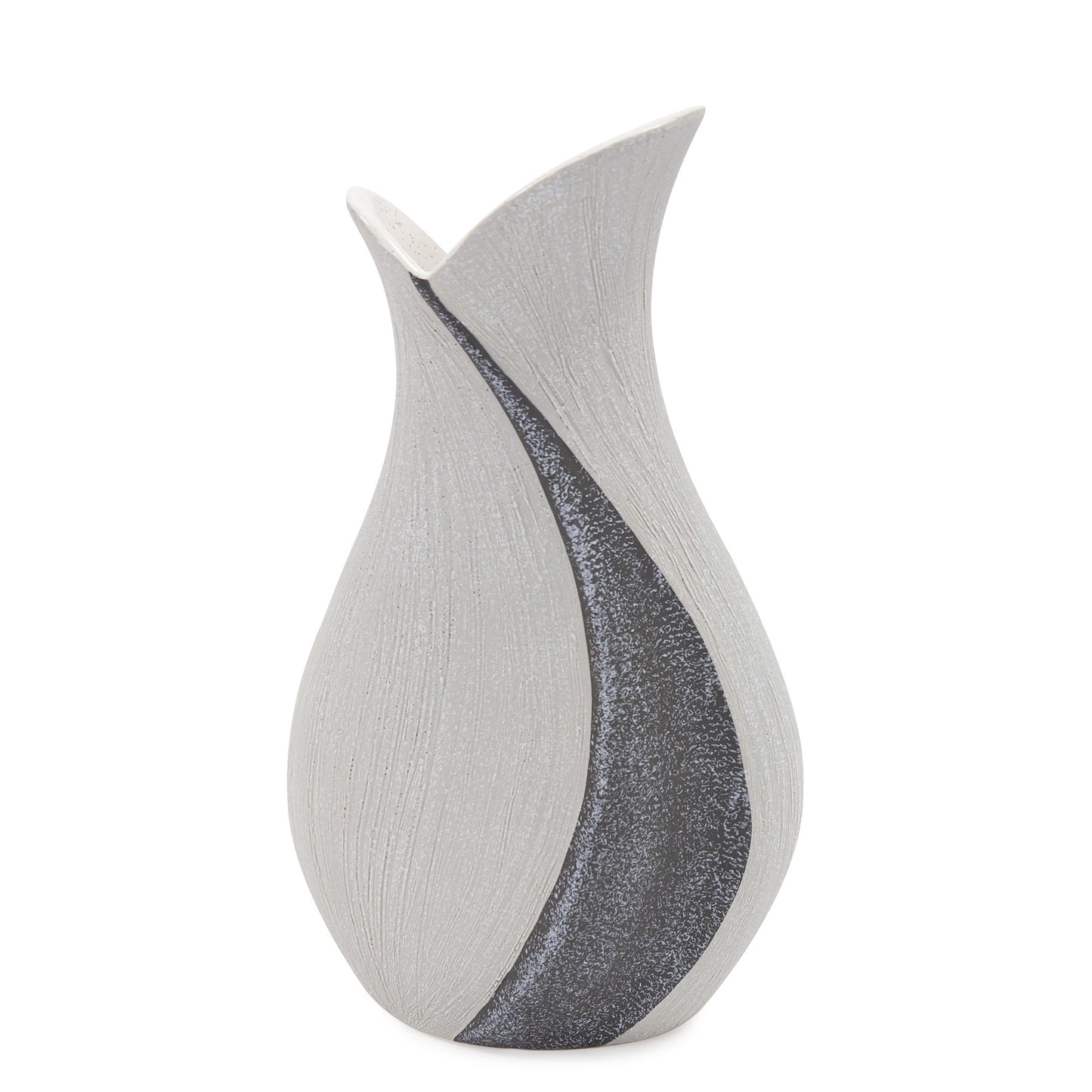 Modern Organic Two Tone Gray Speckle Tall Ceramic Vase-3