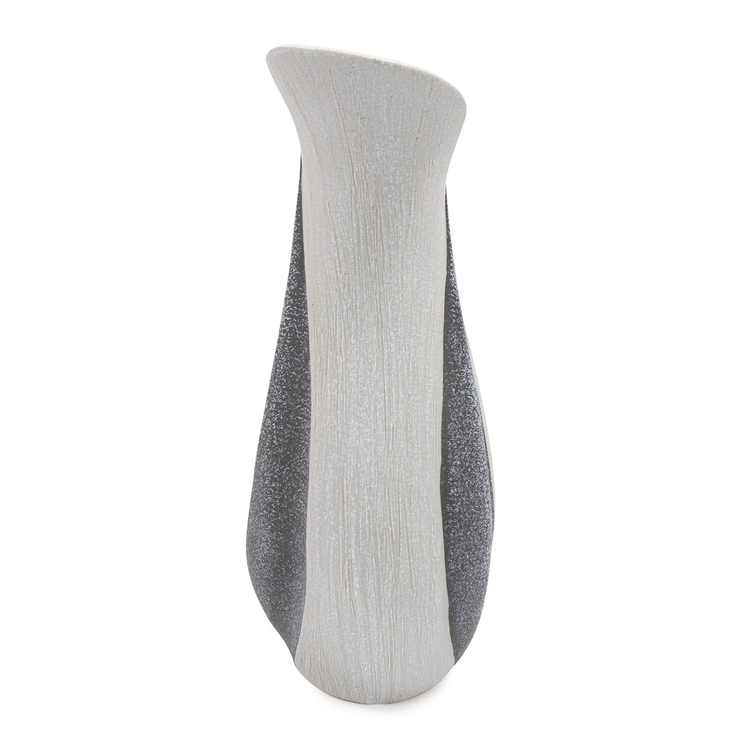Modern Organic Two Tone Gray Speckle Tall Ceramic Vase-4