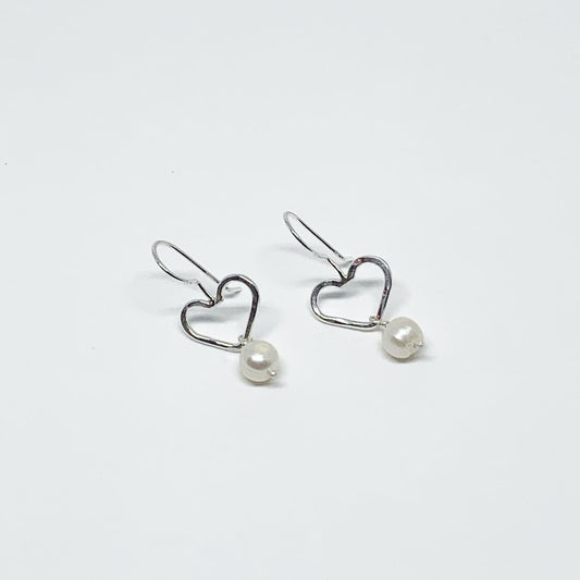 Heart and Pearl Dangle Earrings-0