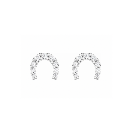 Diamond Horseshoe Stud Earrings-0