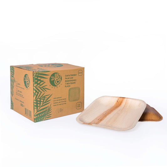 Bosnal - Palm Leaf Biodegradable Plates; 7 inch, Square, 25 Pcs-0