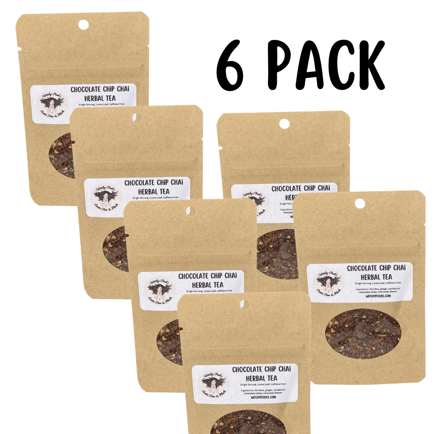 Witchy Pooh's Chocolate Chip Chai Loose Leaf Rooibos Herbal Tea with Real Chocolate Chips!-11
