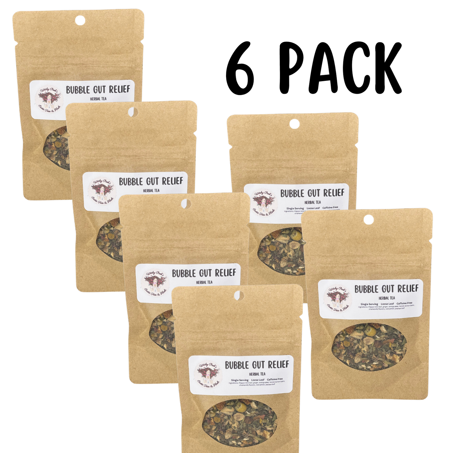 Witchy Pooh's Bubble Gut Relief Loose Leaf Herbal Functional Tea, Caffeine Free, For Digestive Issues-14