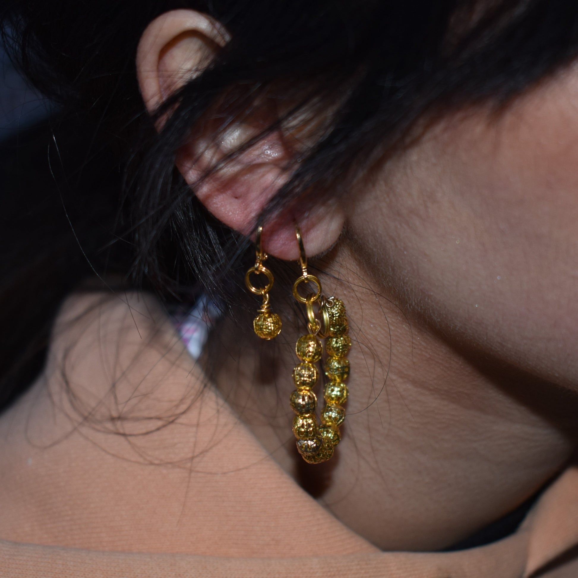 Gold Huggie Earrings, Filigree Huggie earrings, Chic Earrings, Elegant Huggie Ear Accessories | by lovedbynlanla-3