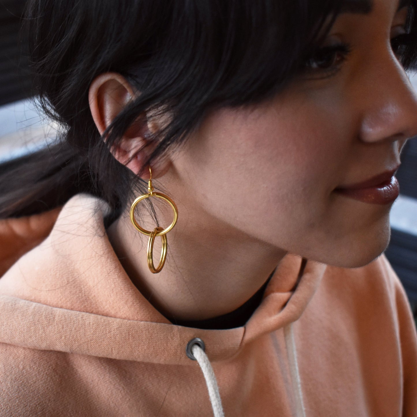 Minimalist Double Loop Earrings, Contemporary Geometric Jewelry | by lovedbynlanla-3