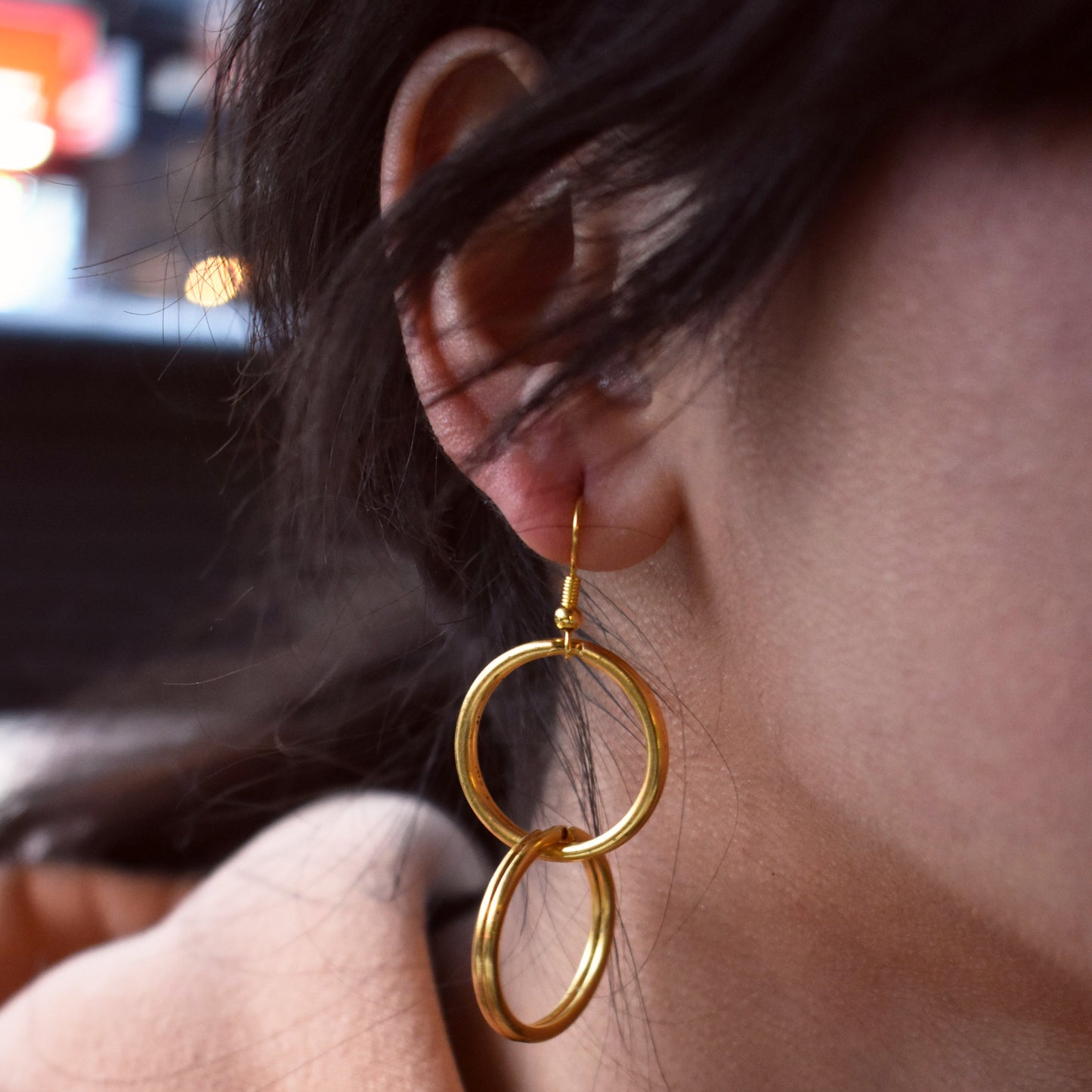 Minimalist Double Loop Earrings, Contemporary Geometric Jewelry | by lovedbynlanla-1