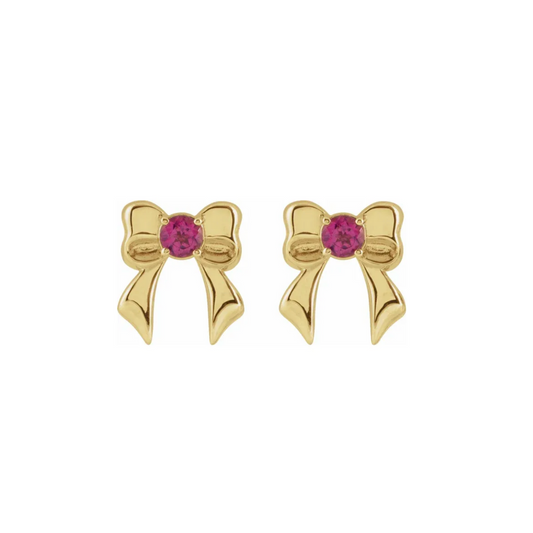 Pink Tourmaline Bow Stud Earrings-0