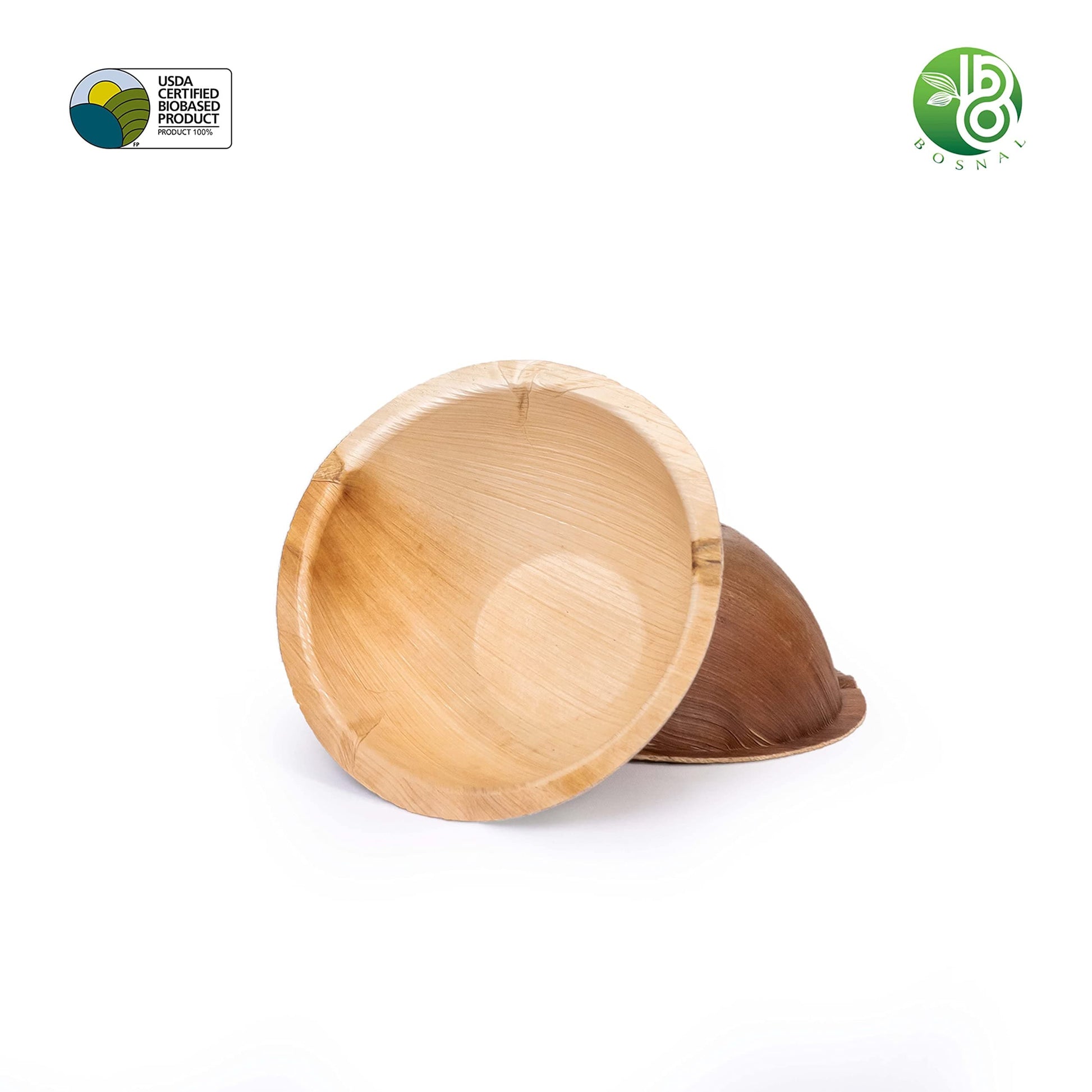 Bosnal - Palm Leaf Biodegradable Plates, 6 inch, Round Bowl, 25 Pcs-2