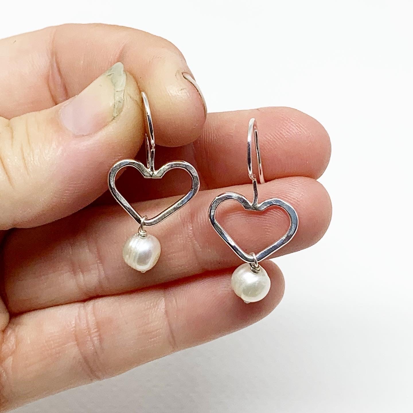 Heart and Pearl Dangle Earrings-2