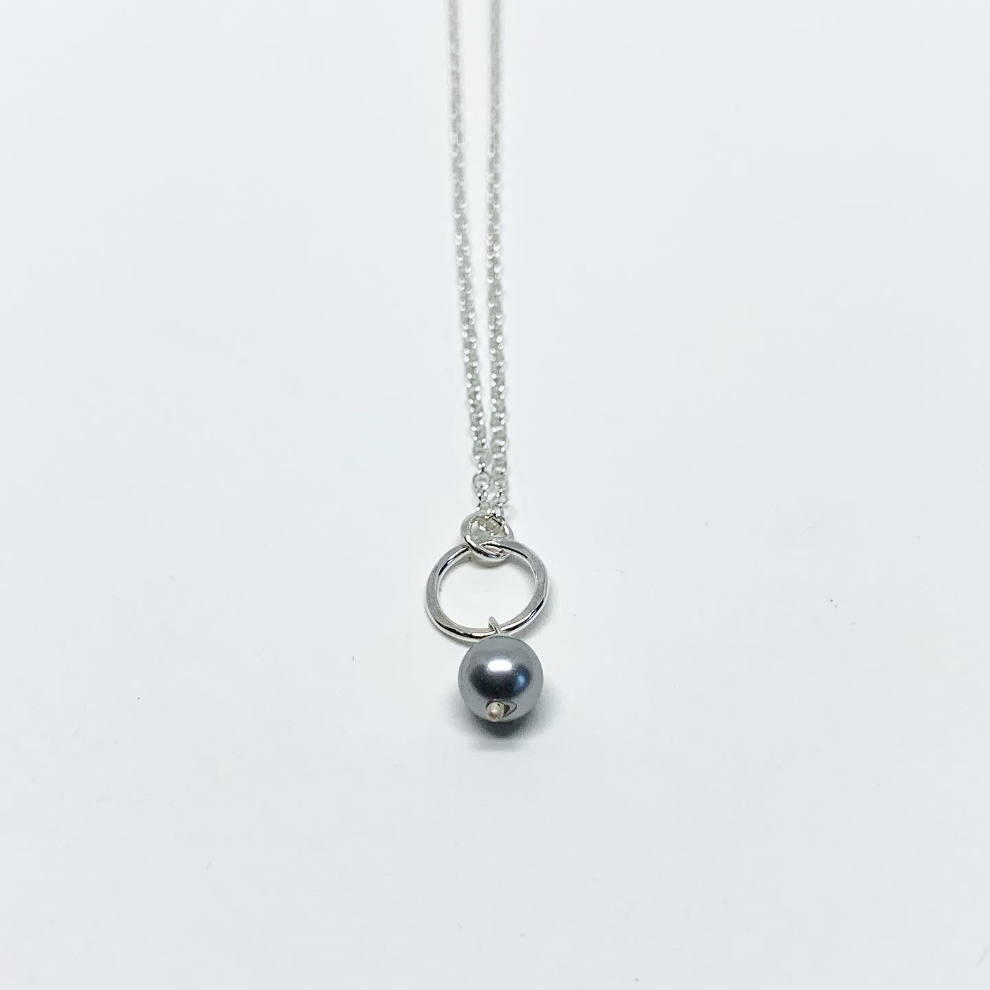 Pearl Drop Charm Necklace-3