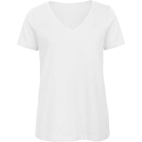 B&C V-Neck Organic Women's T-shirt - White-0