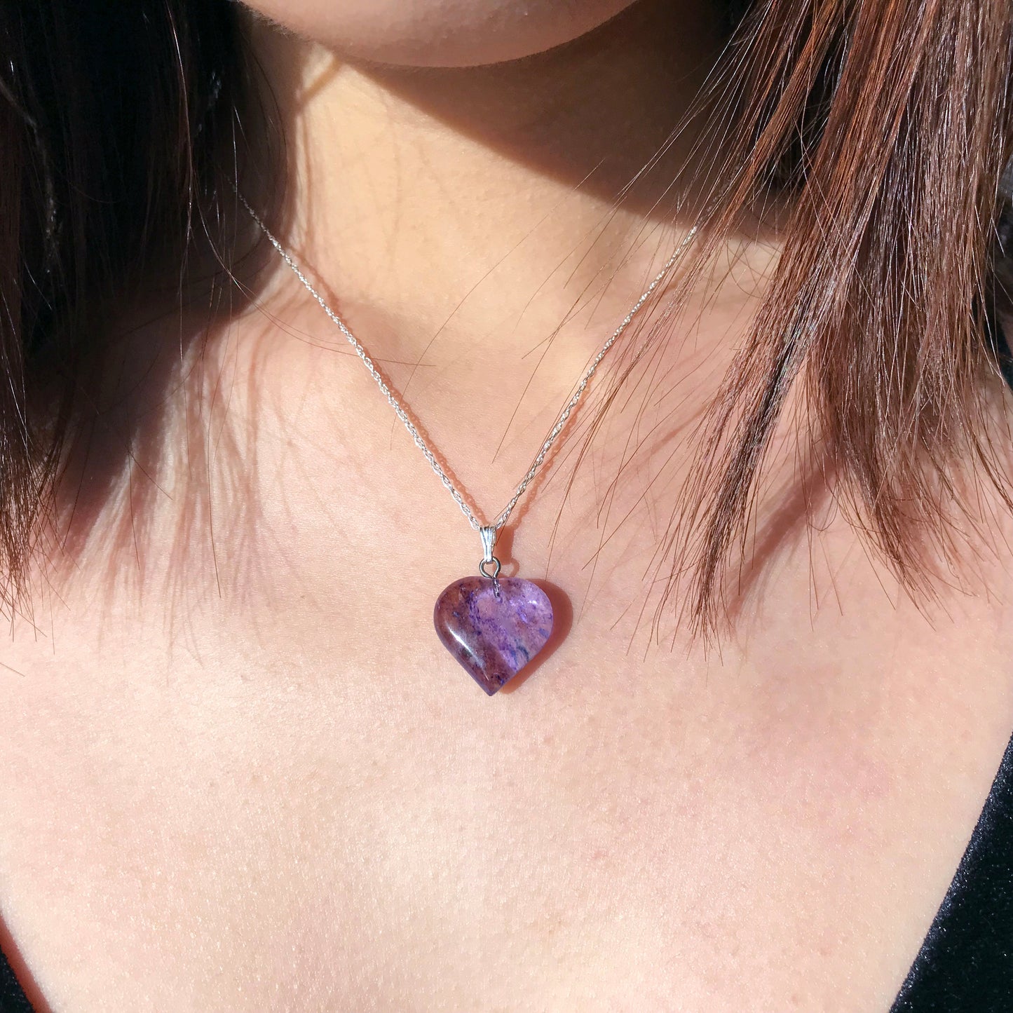 Blue Quartz Necklace, Blueberry Quartz Gemstone, Gemstone Pendant Necklace on 925 Sterling Silver-1
