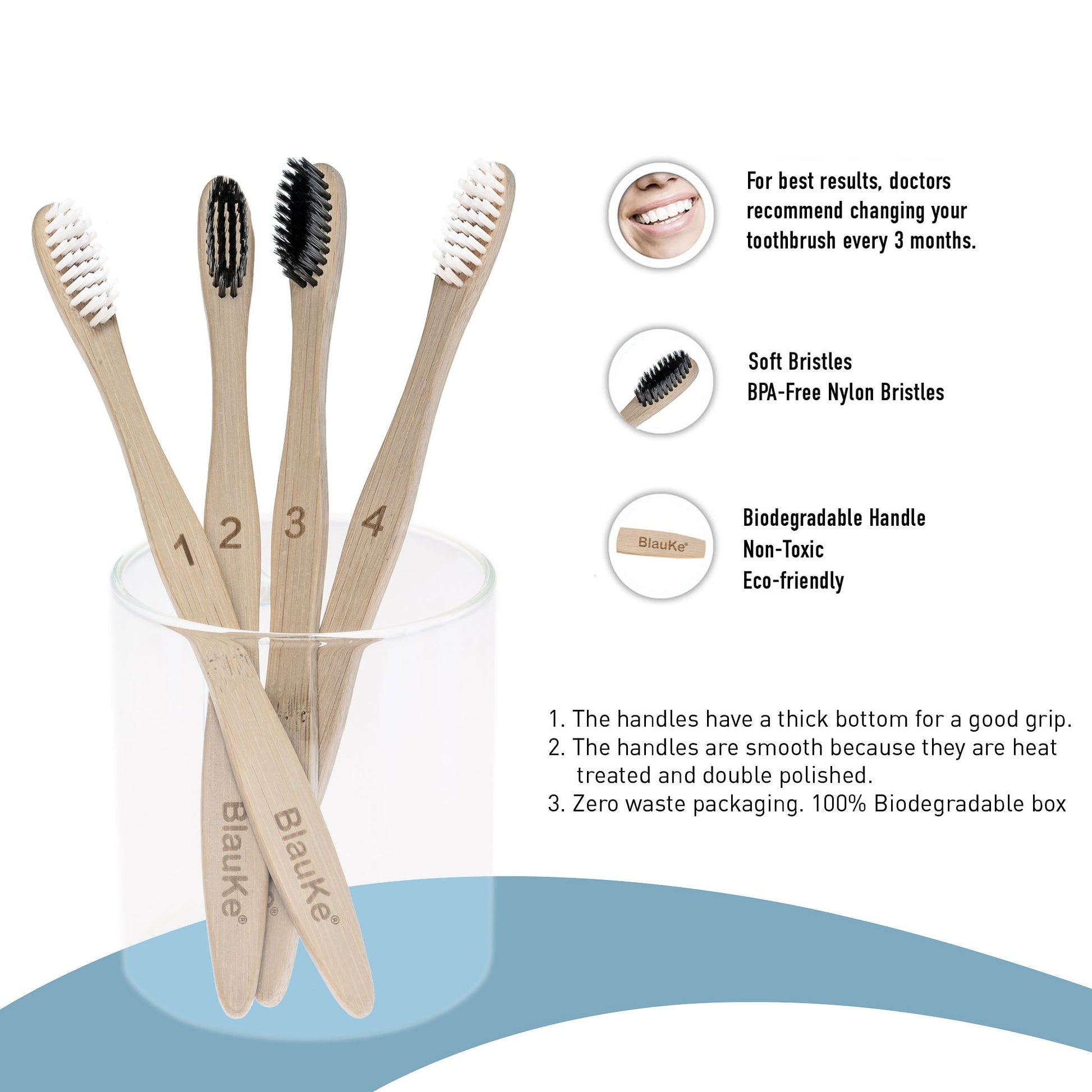 Bamboo Toothbrush Set 4-Pack - Bamboo Toothbrushes with Soft Bristles for Adults - Eco-Friendly, Biodegradable, Natural Wooden Toothbrushes-5