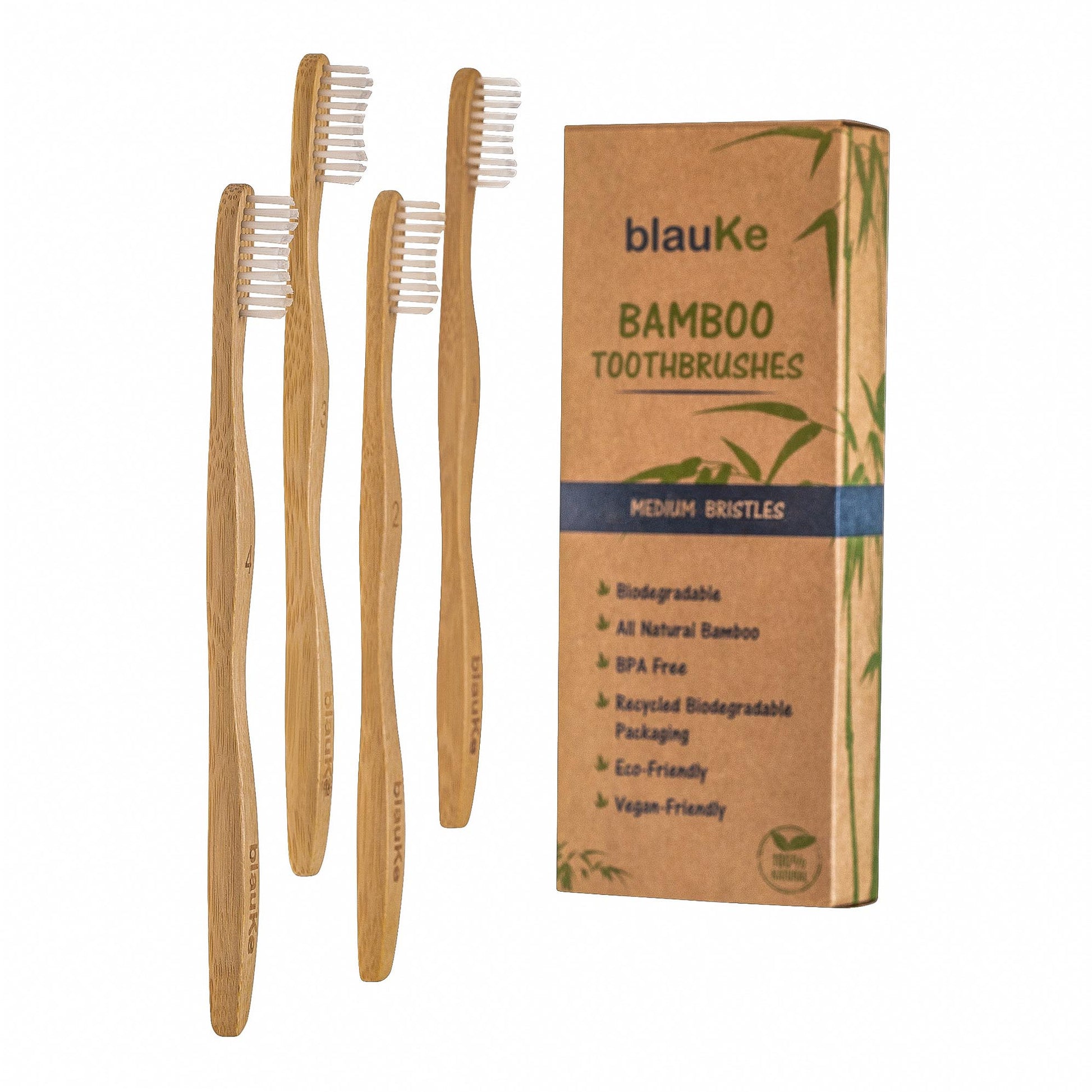 Bamboo Toothbrush Set 4-Pack - Bamboo Toothbrushes with Medium Bristles for Adults - Eco-Friendly, Biodegradable, Natural Wooden Toothbrushes-7