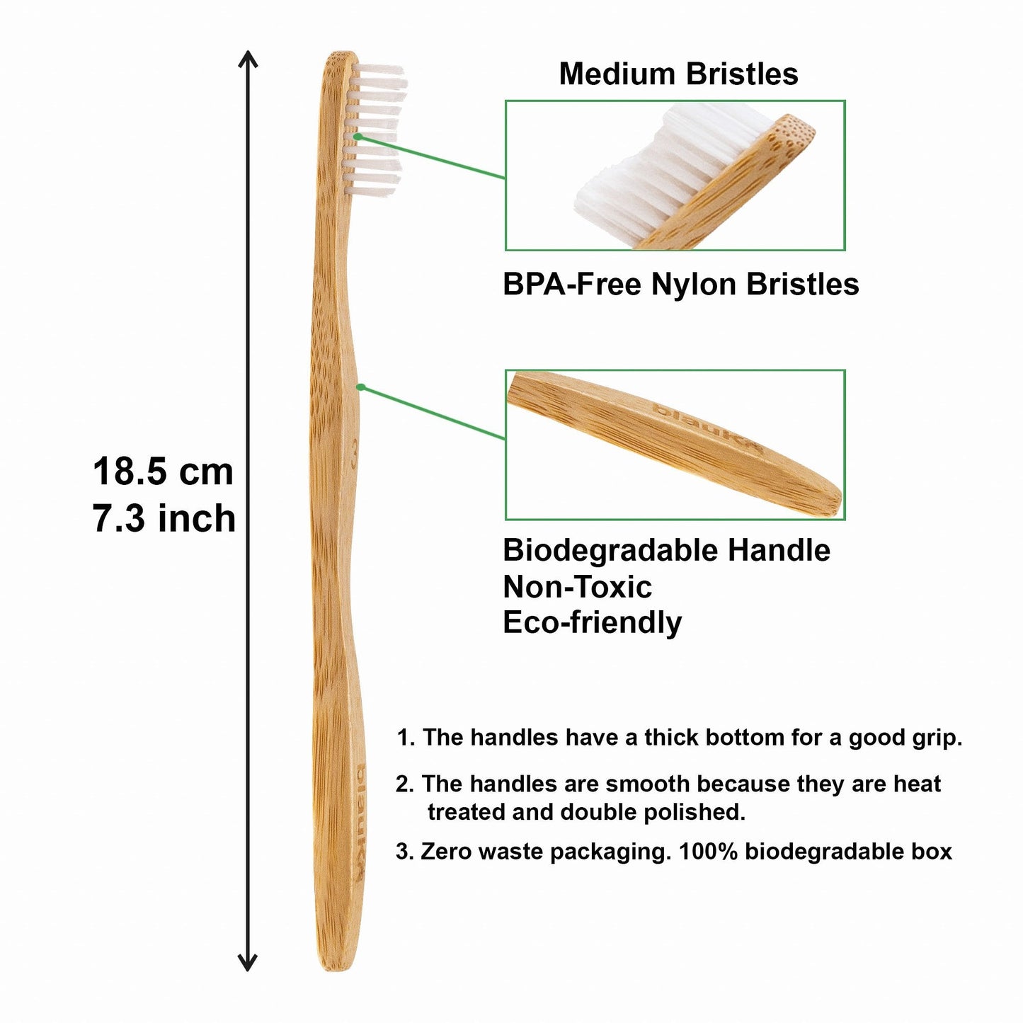 Bamboo Toothbrush Set 4-Pack - Bamboo Toothbrushes with Medium Bristles for Adults - Eco-Friendly, Biodegradable, Natural Wooden Toothbrushes-9