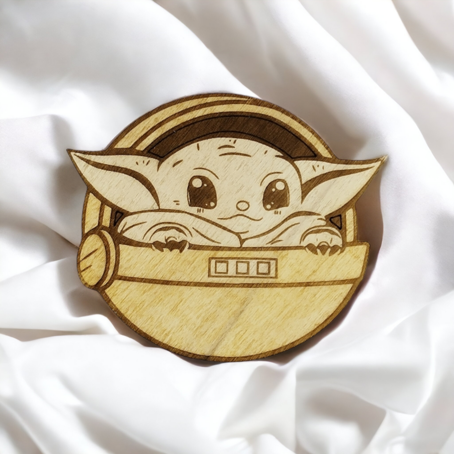 Set of 6 Baby Yoda Wooden Coasters - Handmade Gift - Housewarming - Wood Kitchenware - Baby Yoda - The Mandalorian-7