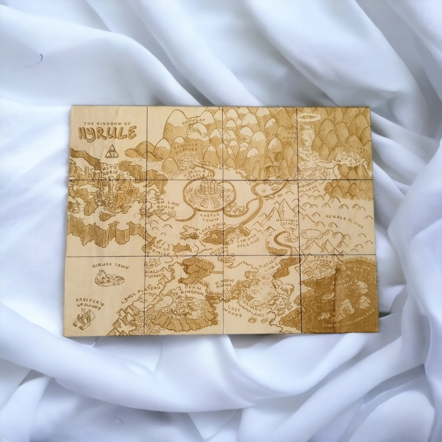 Set of 12 Legend Of Zelda Hyrule Map Wooden Coasters - Legend Of Zelda - Handmade Gift - Housewarming - Wood Kitchenware-0