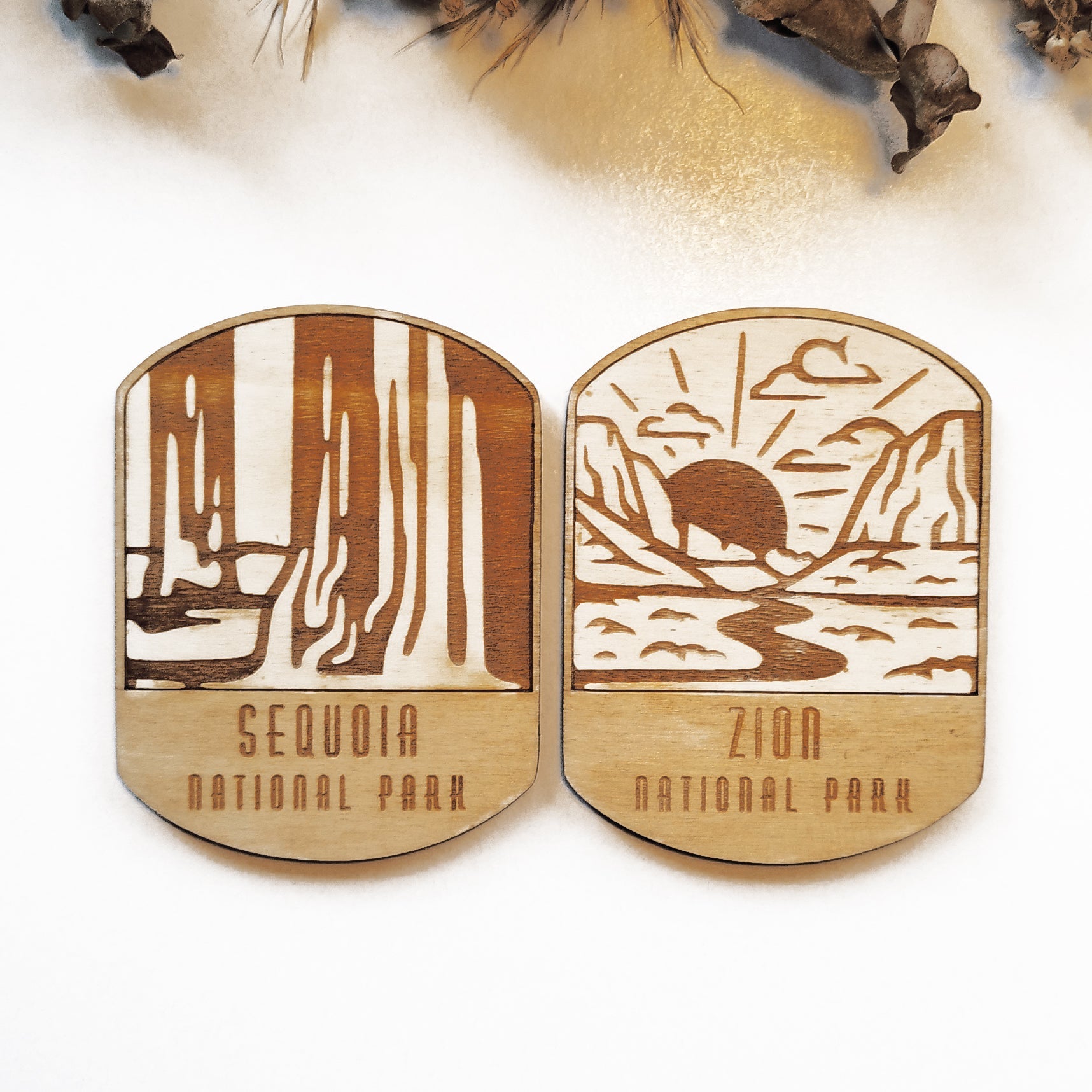 Set of 10 National Parks Wooden Coasters - Handmade Gift - Housewarming - Wood Kitchenware - US National Parks-4