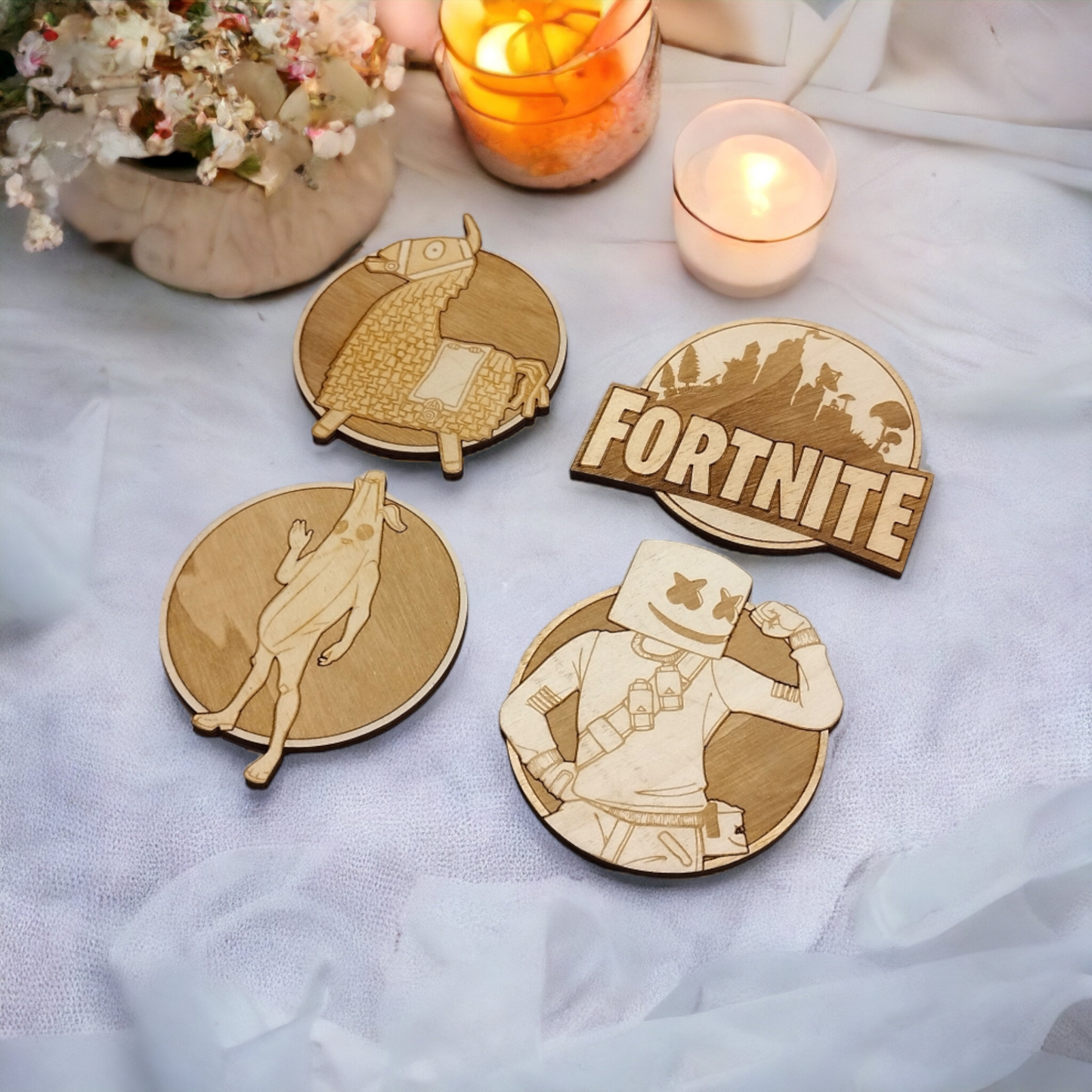 Set of 4 Fortnite Wooden Coasters - Handmade Gift - Housewarming - Wood Kitchenware-6