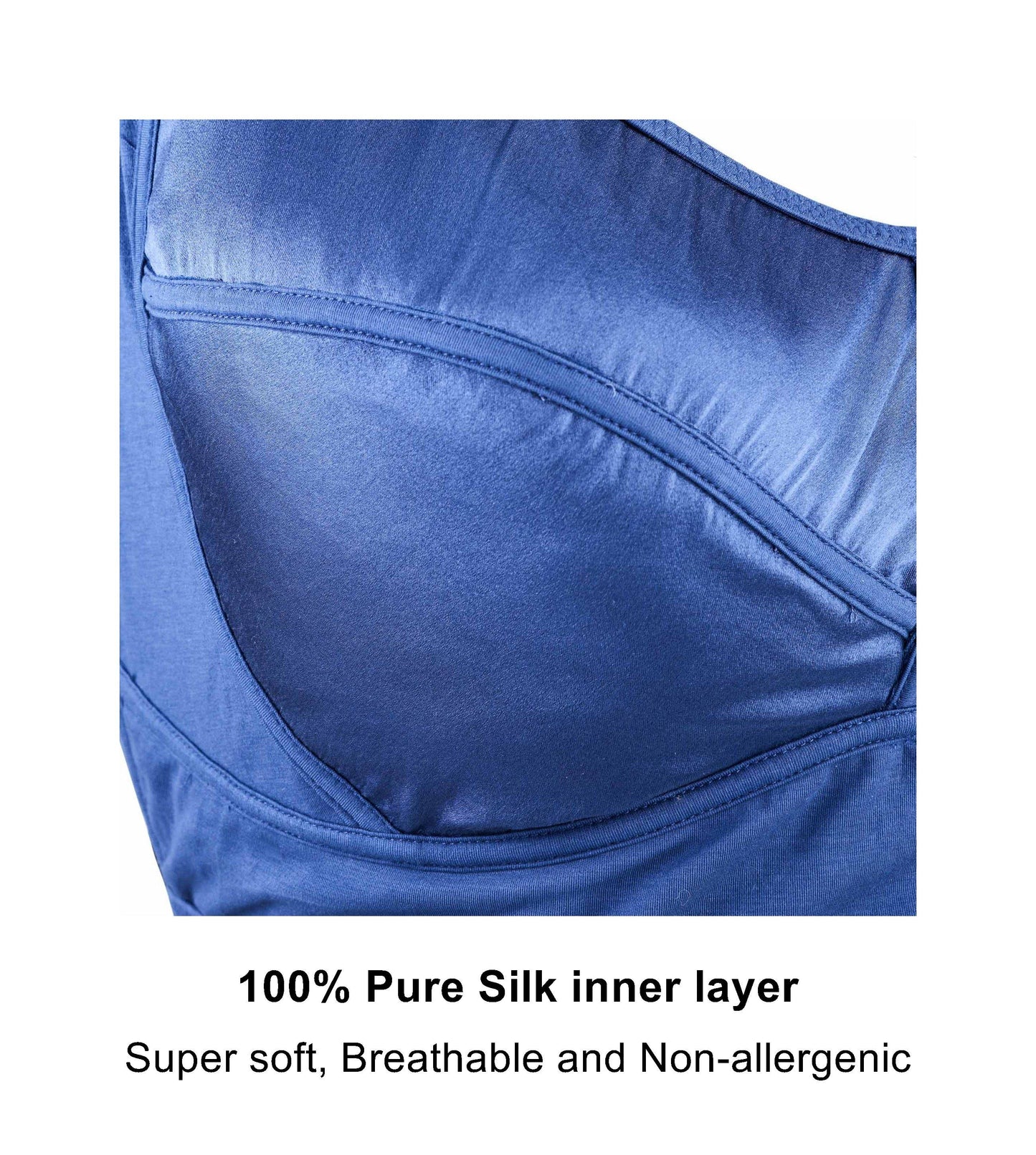 Silk & Organic Cotton Back Support Bra (Almond Peach & Pagent Blue)-7