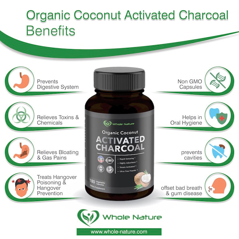 Whole Nature Organic Coconut Activated Charcoal Capsules,-5