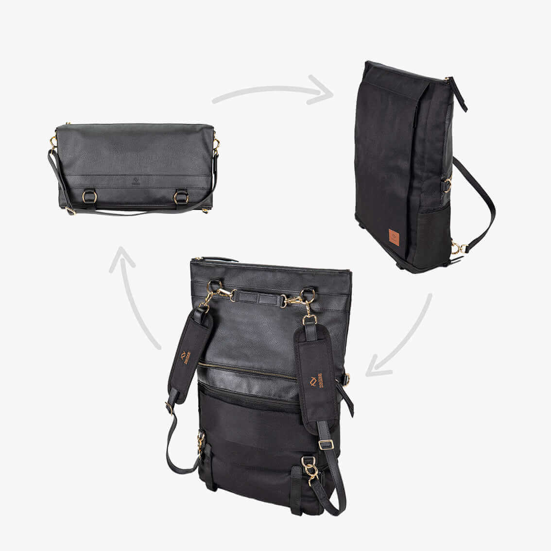 DAKOTA 3 in 1 Convertible Backpack Purse, Black-1