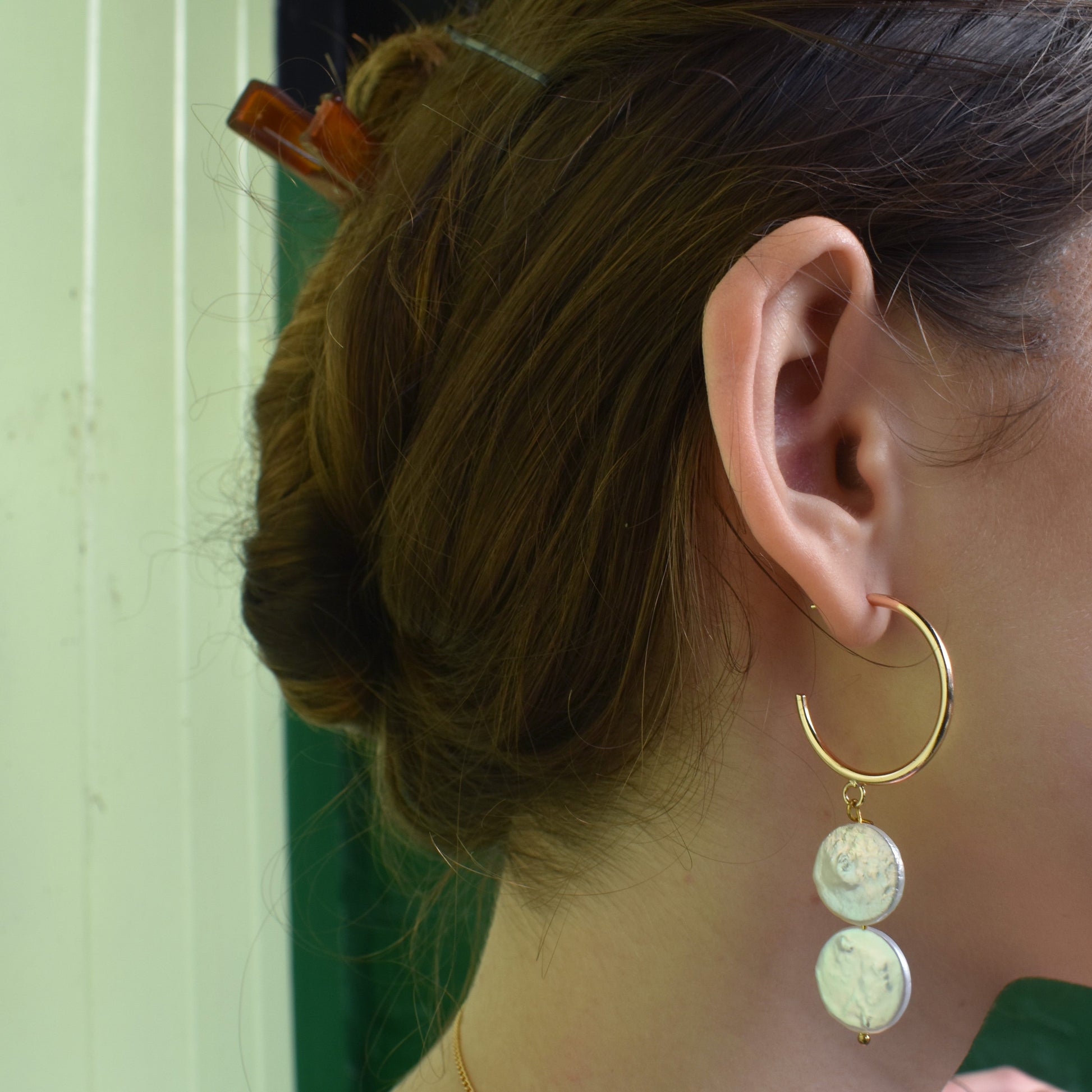 Silver double pearl hoop freshwater pearl earrings | by Ifemi Jewels-1