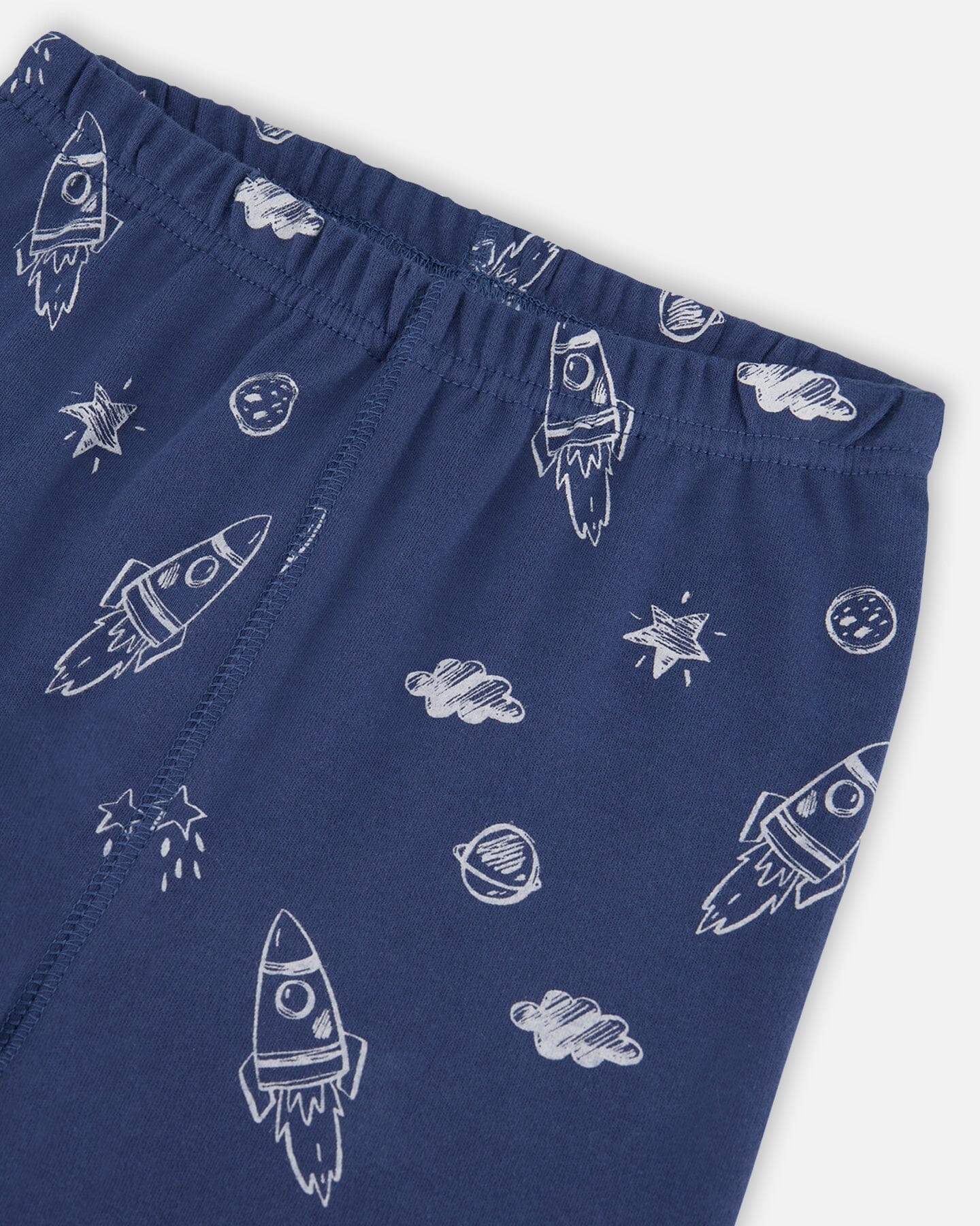 Organic Cotton Printed Space Ranger Two Piece Pajama Set Navy-5