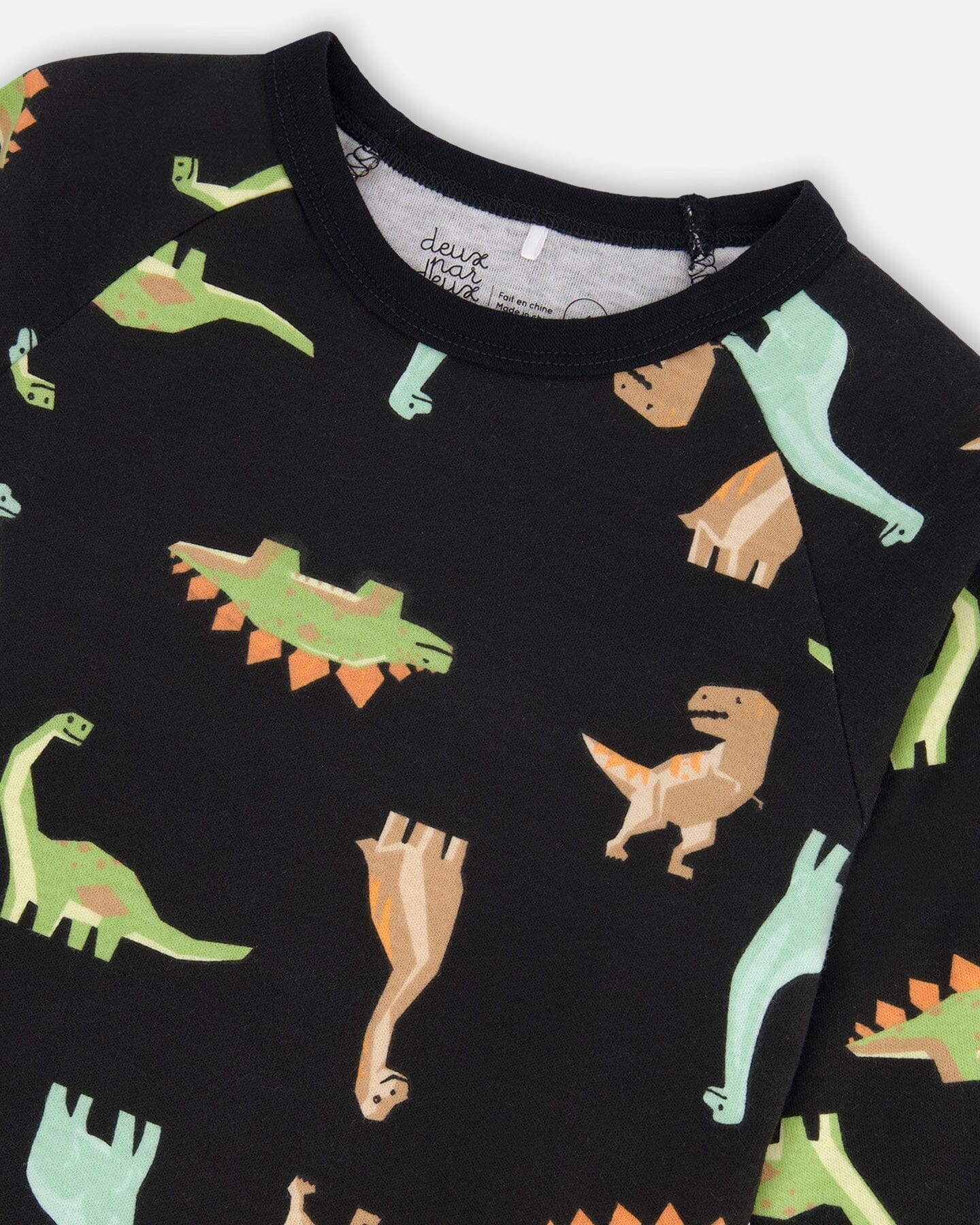 Organic Cotton Printed Dinosaurs Two Piece Pajama Set Black-4