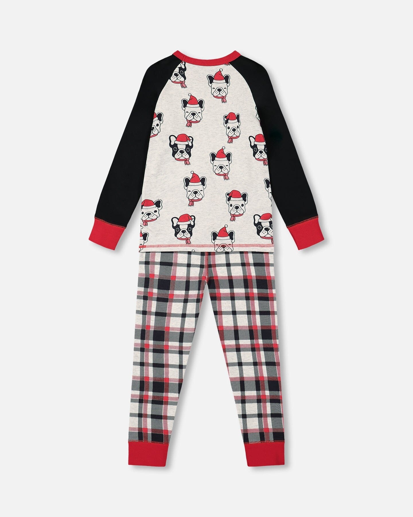 Organic Cotton Two Piece Pajama Set Oatmeal Mix Christmas Dogs Print-2