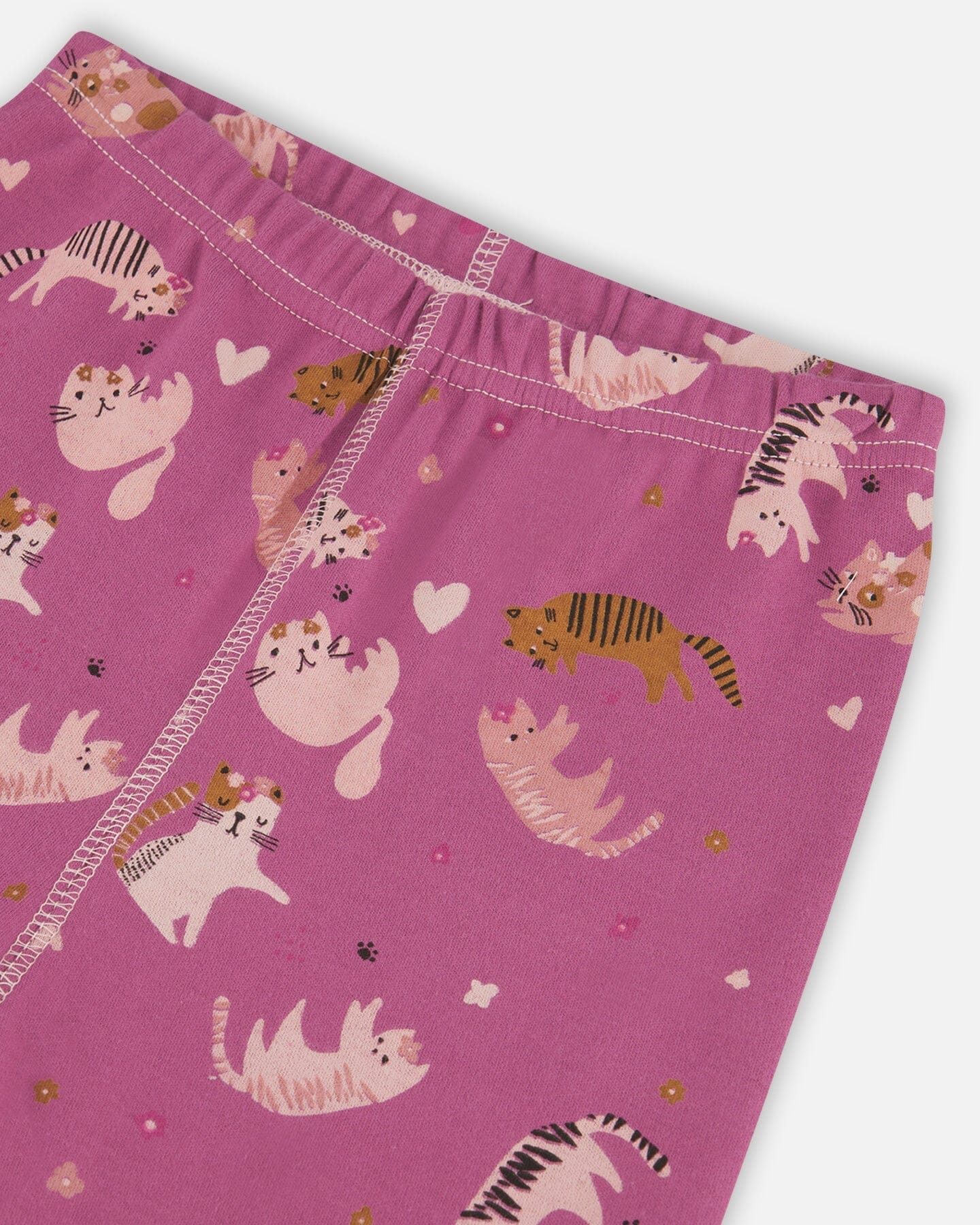 Organic Cotton Long Sleeve Two Piece Printed Little Cats Pajama Set Purple-5