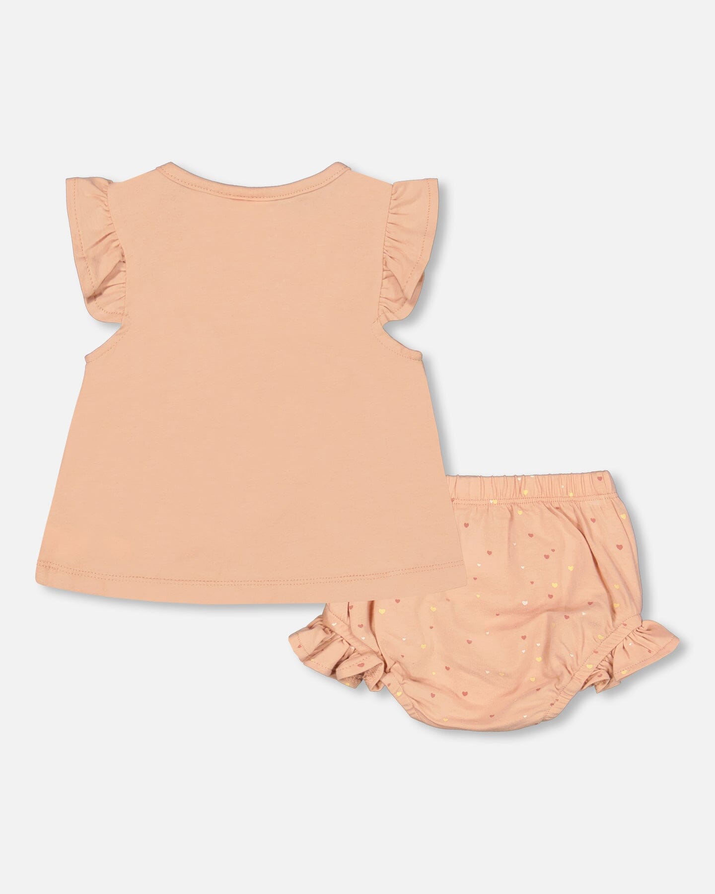 Organic Cotton Top And Bloomers Set Peach Rose With Printed Heart-1