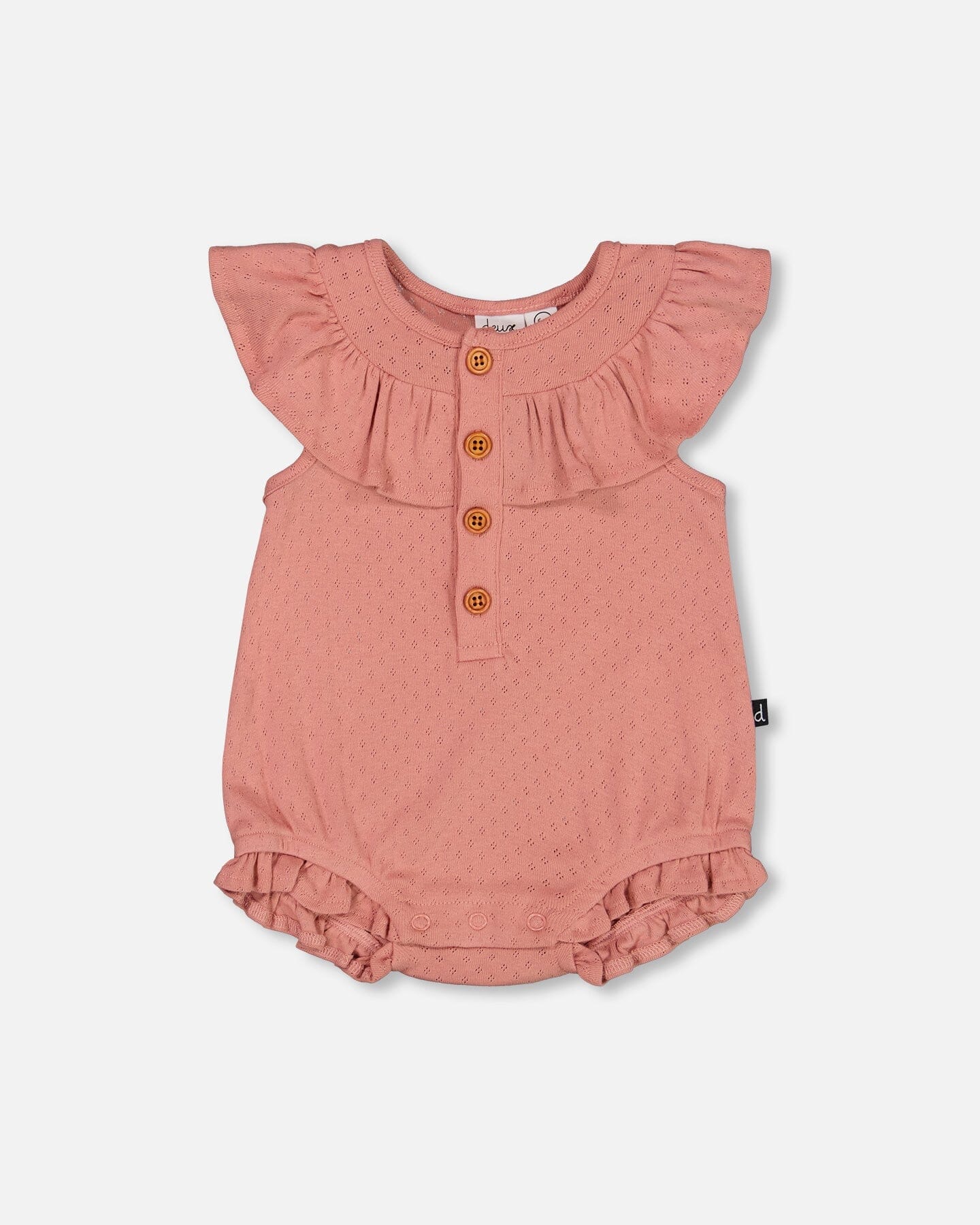 Organic Cotton Pointelle Knit Romper Old Rose-0