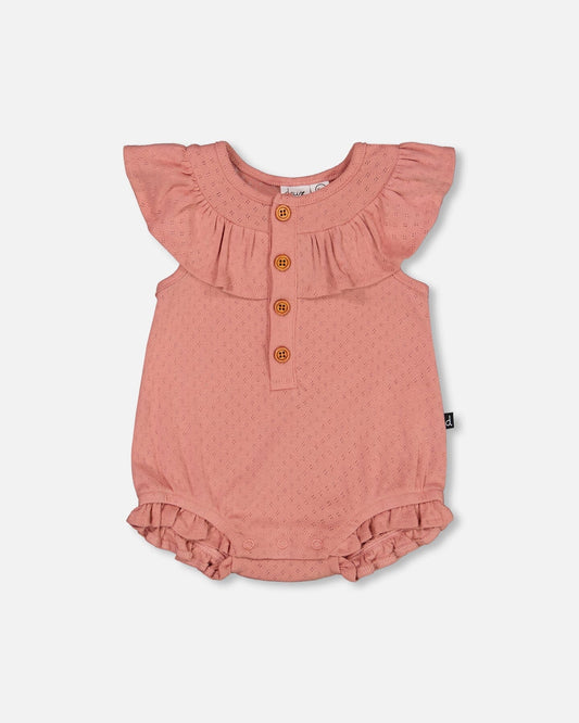 Organic Cotton Pointelle Knit Romper Old Rose-0