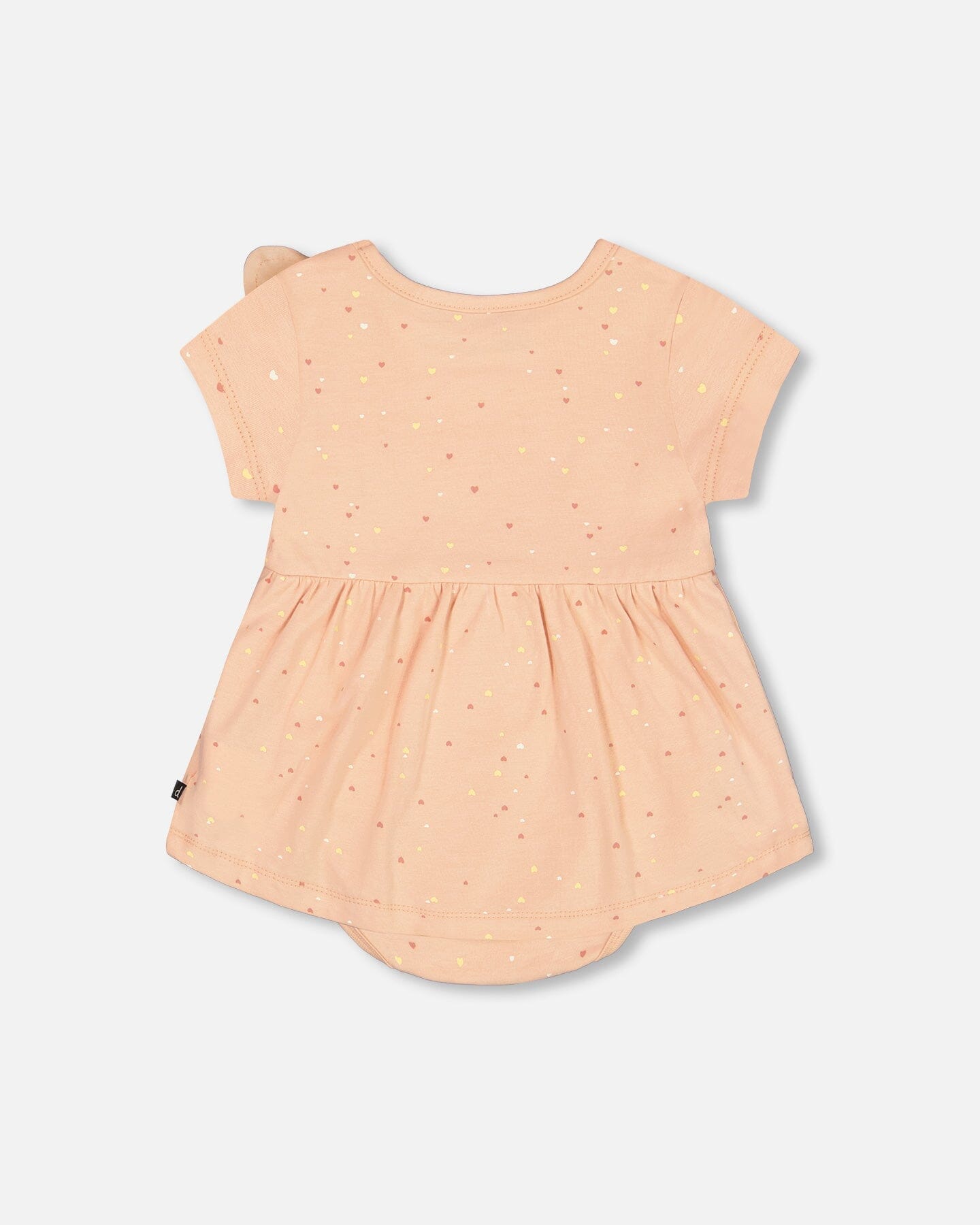 Organic Cotton Printed Romper Peach Rose With Printed Heart-2