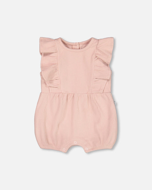 Organic Cotton Ribbed Romper Mellow Rose-0