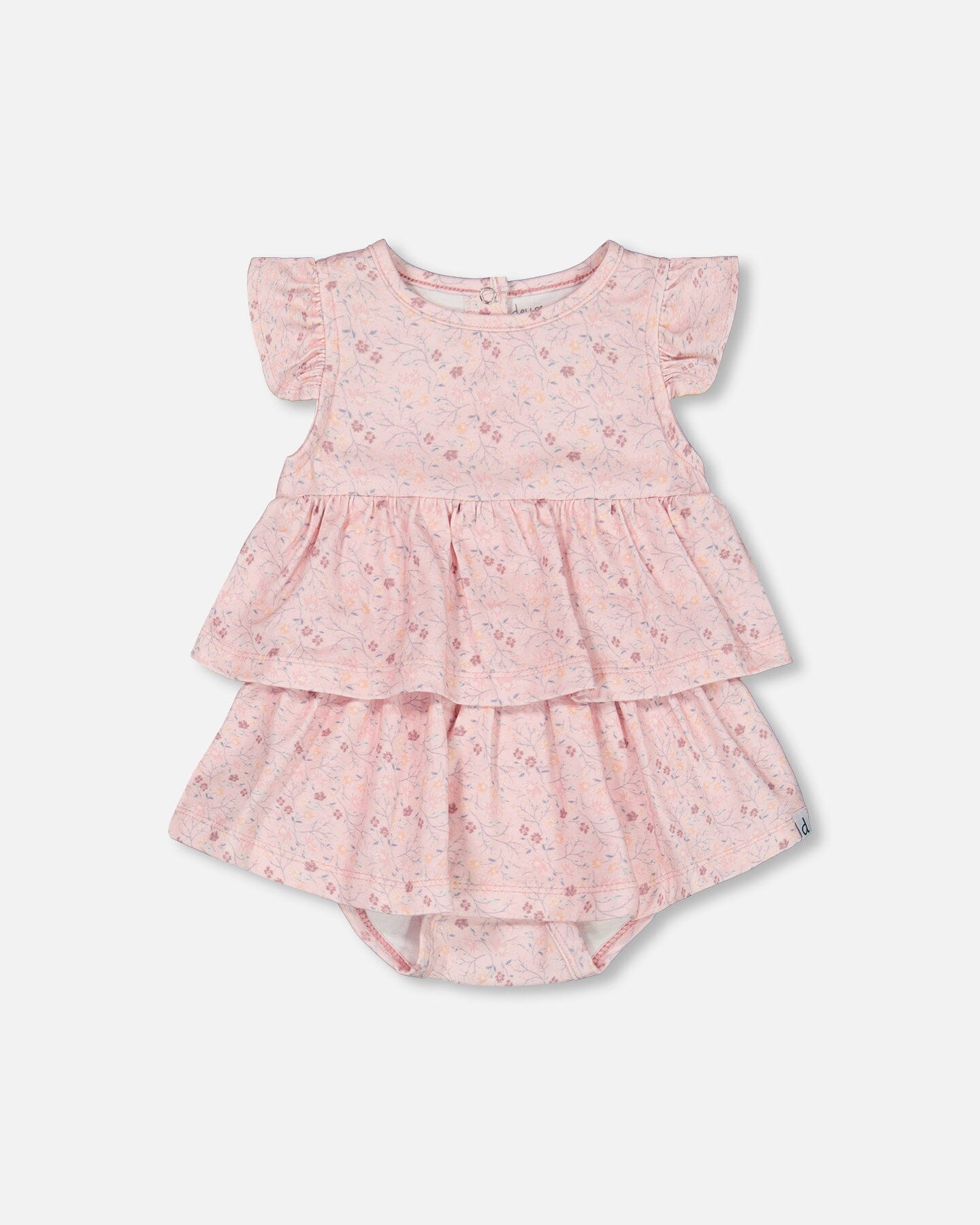 Organic Cotton Printed Romper Pink Small Flower-0