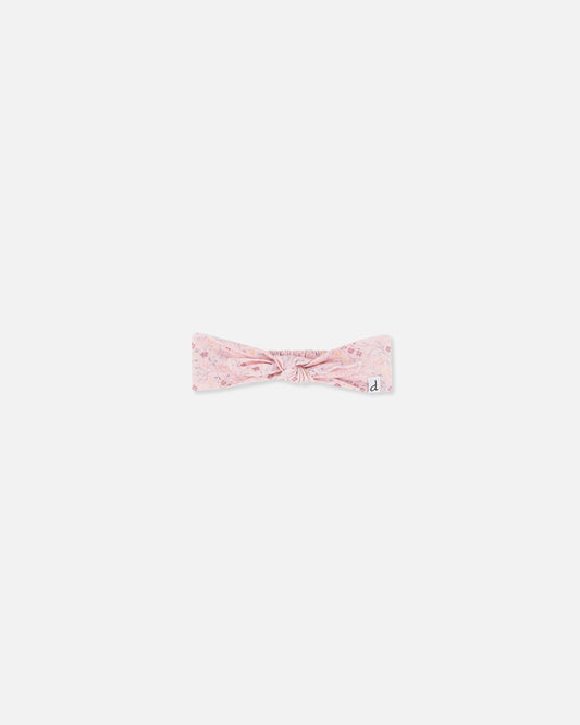 Organic Cotton Headband Printed Pink Small Flower-0